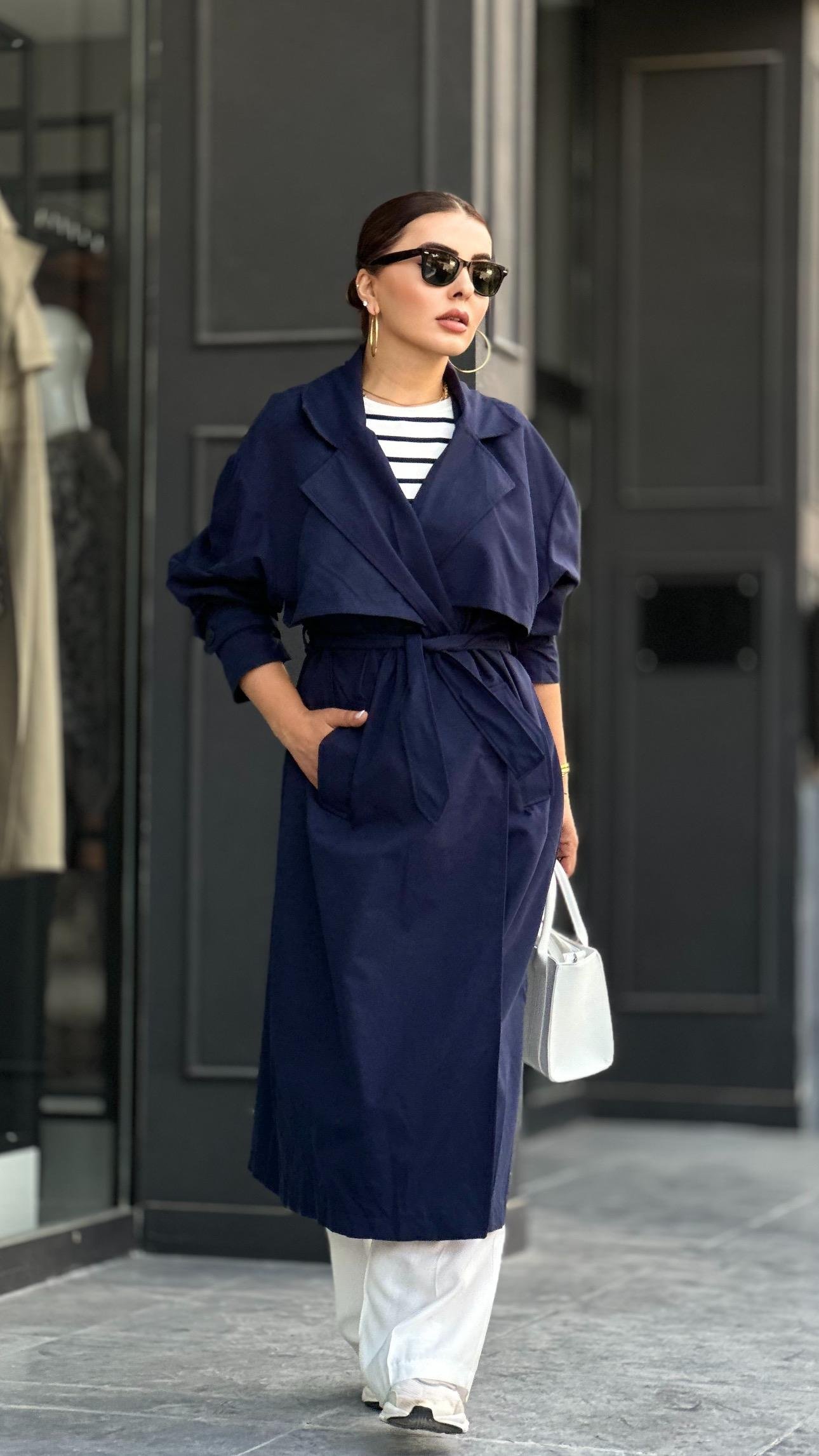 Marka Model Lacivert Oversize Trençkot