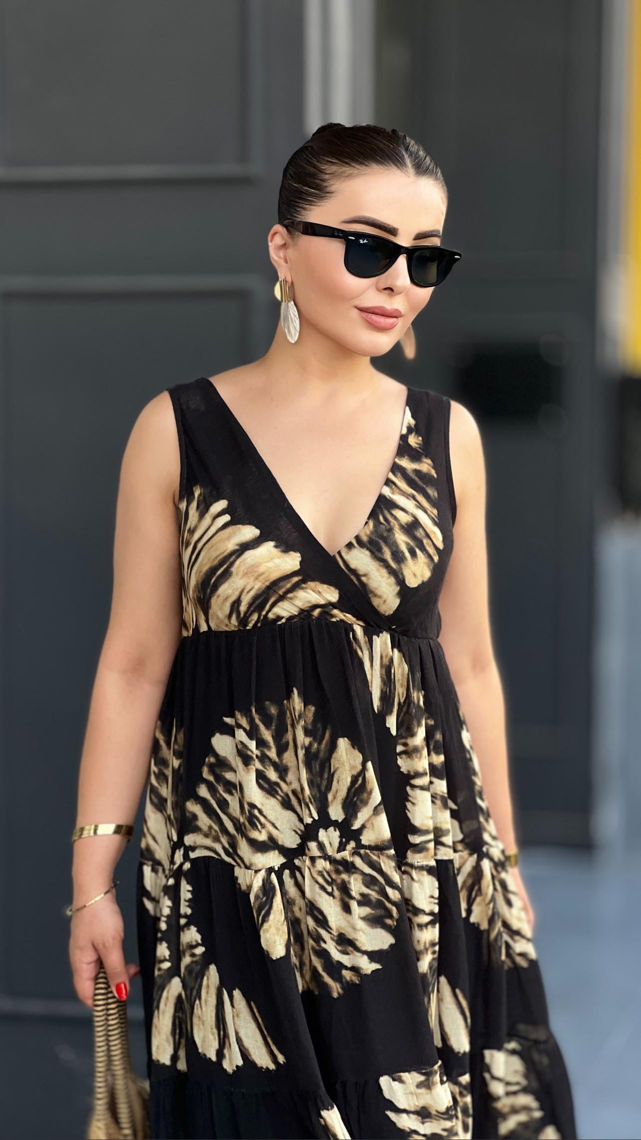 Marka Model Leopar Desen %100 Pamuk Elbise 