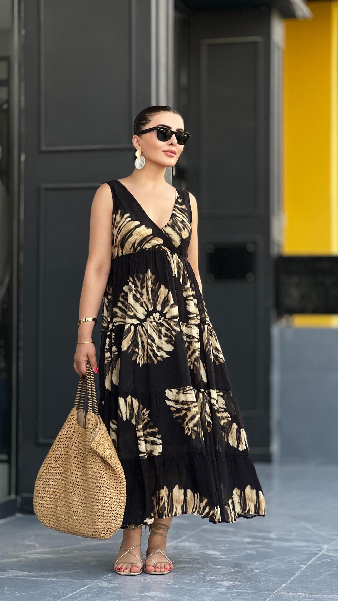 Marka Model Leopar Desen %100 Pamuk Elbise 