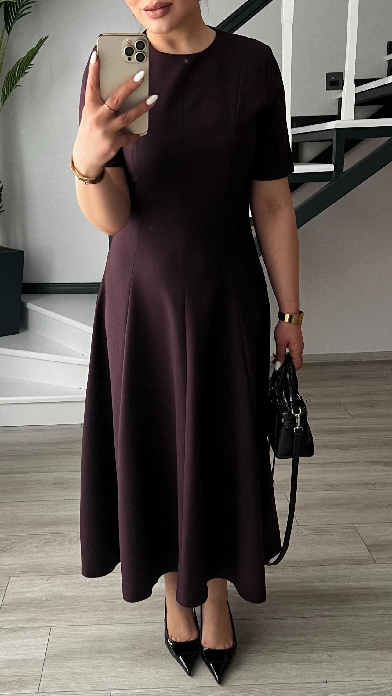 Marka Model Mürdüm Premium Volanlı Midi Boy Elbise