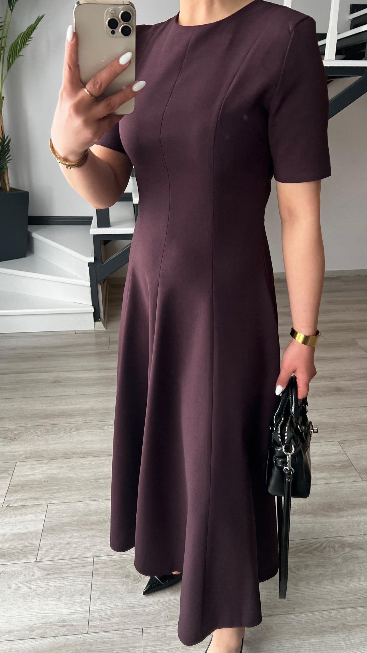 Marka Model Mürdüm Premium Volanlı Midi Boy Elbise