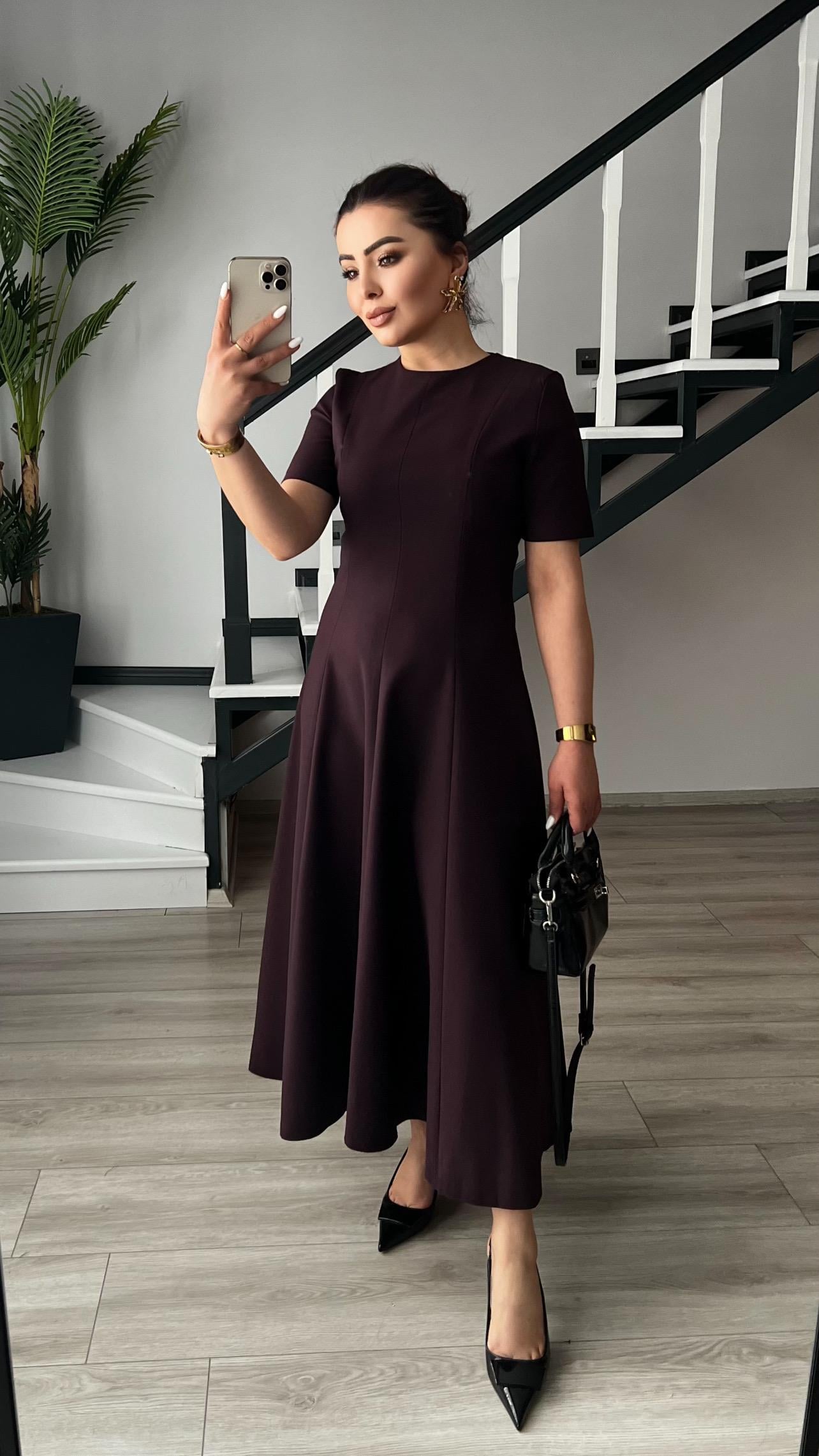 Marka Model Mürdüm Premium Volanlı Midi Boy Elbise