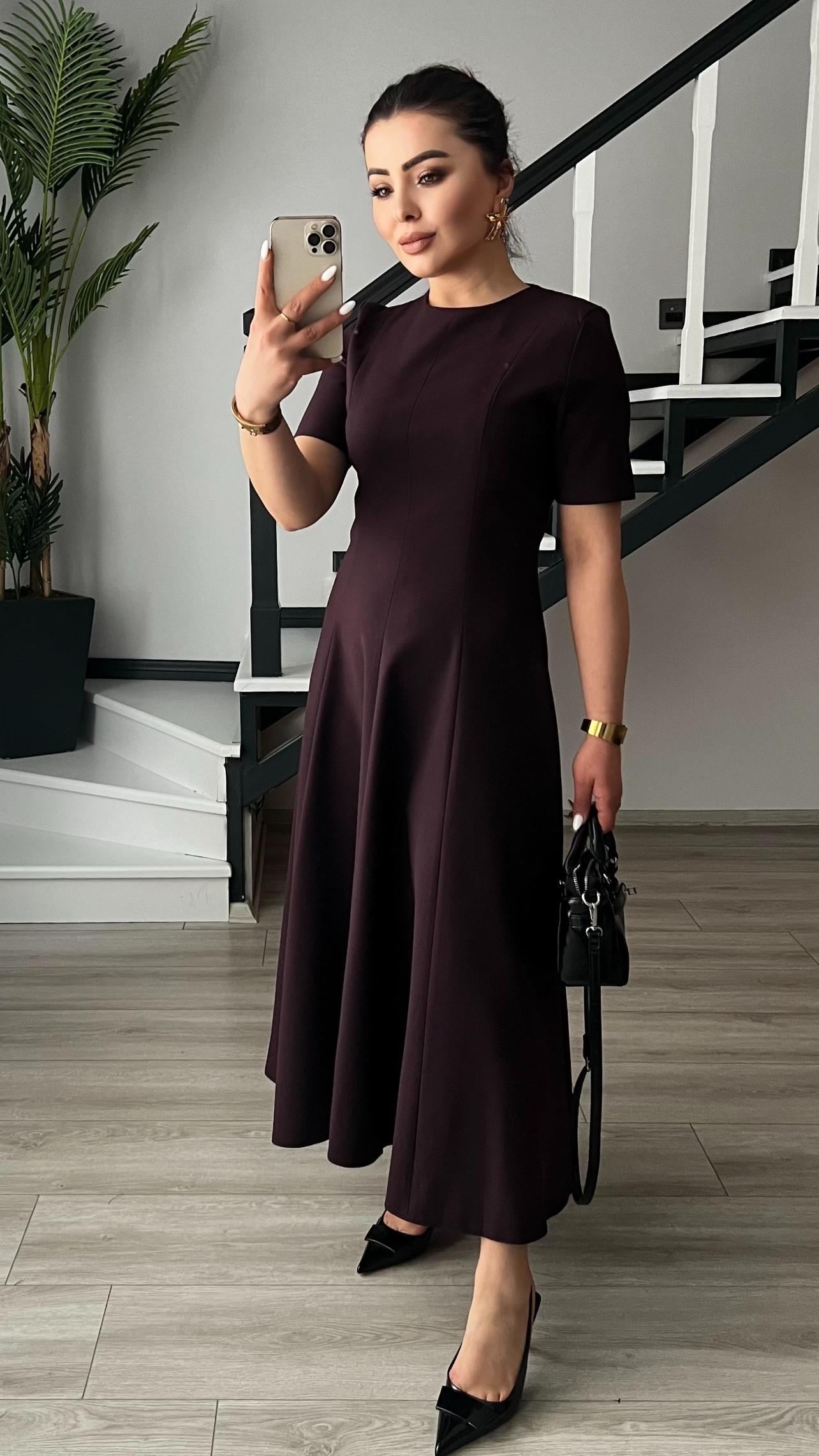 Marka Model Mürdüm Premium Volanlı Midi Boy Elbise