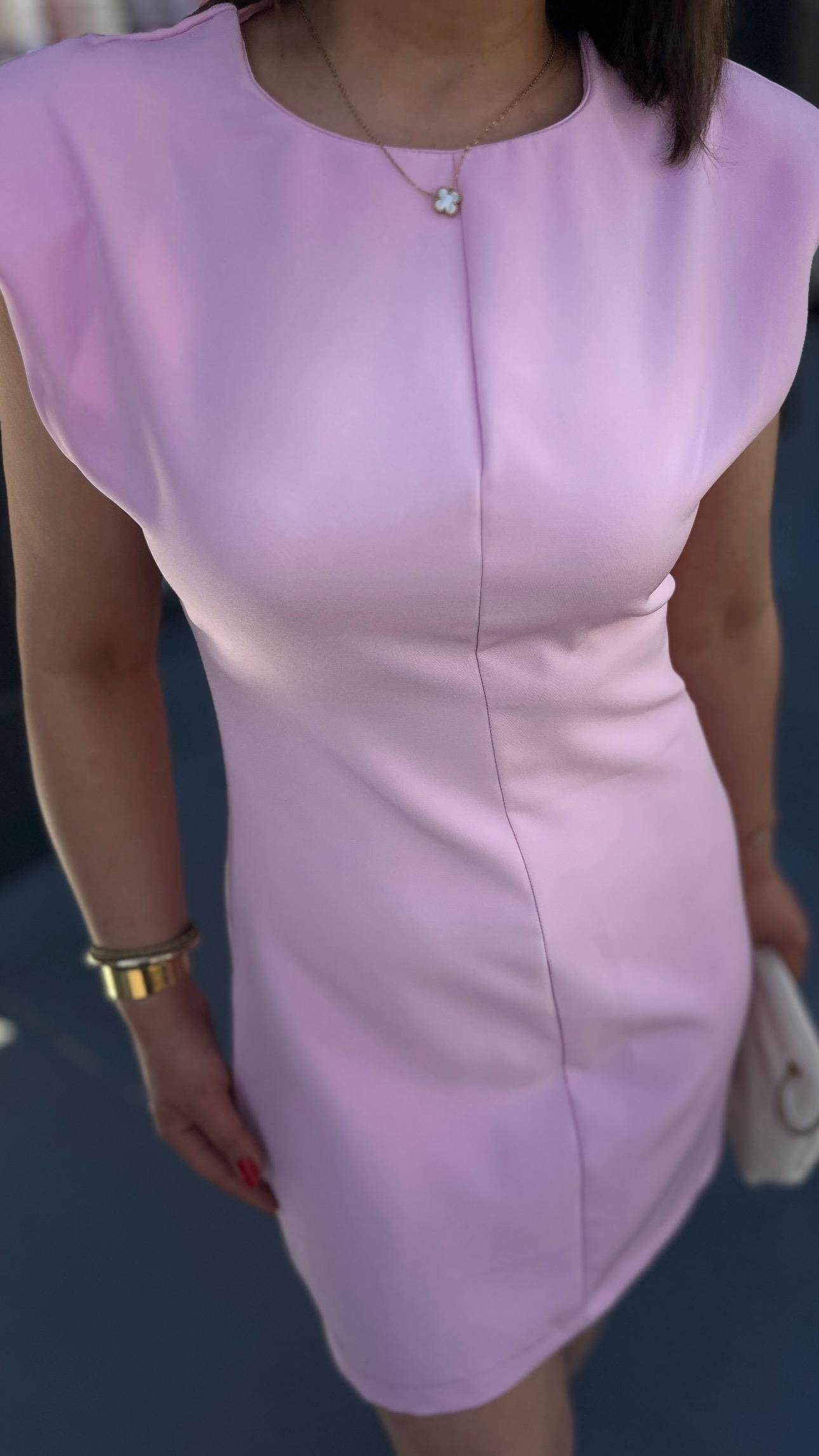 Marka Model Şeker Pembe Vatkalı Elbise 