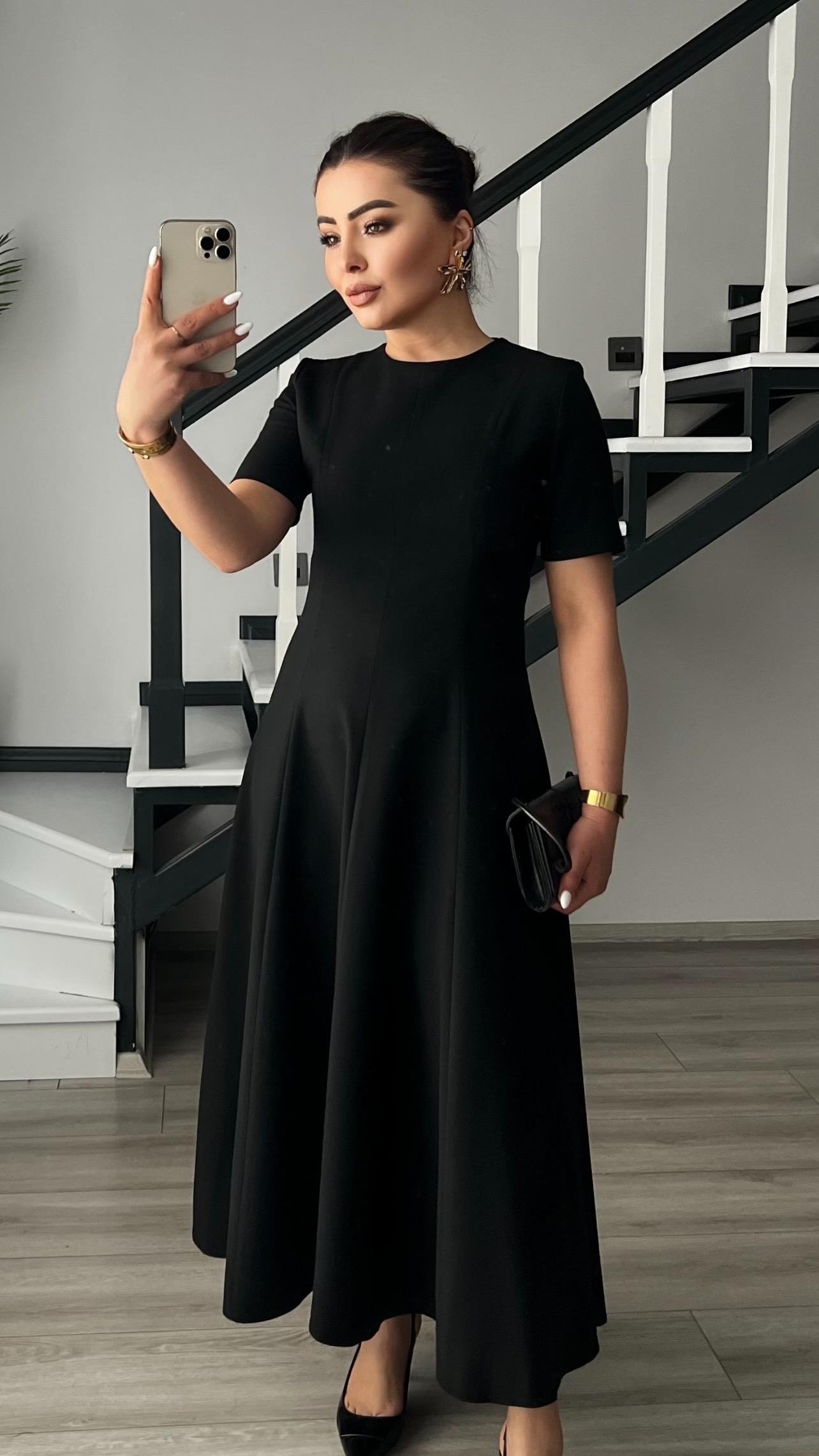 Marka Model Siyah Premium Volanlı Midi Boy Elbise 