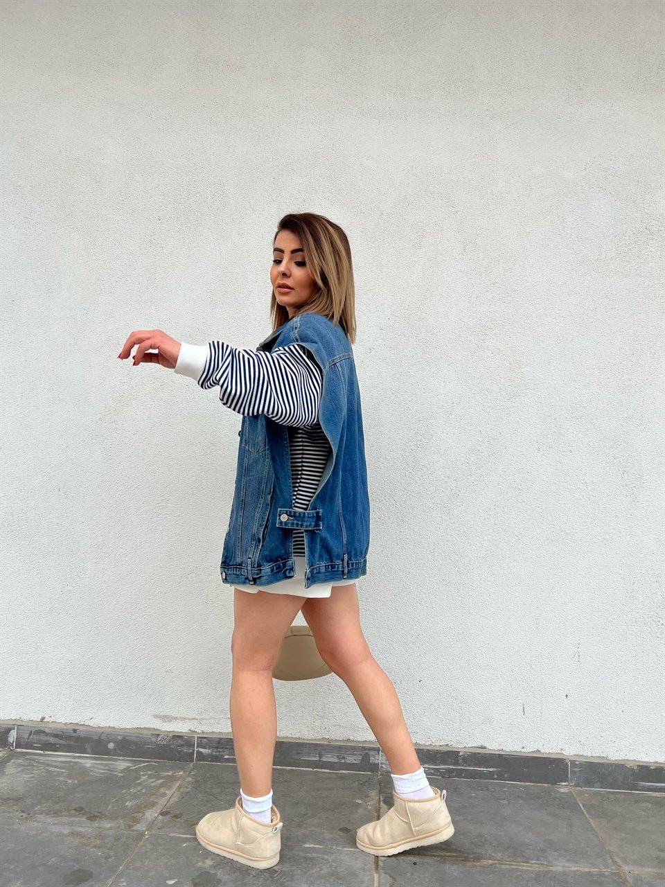 Mavi Oversize Denim Yelek