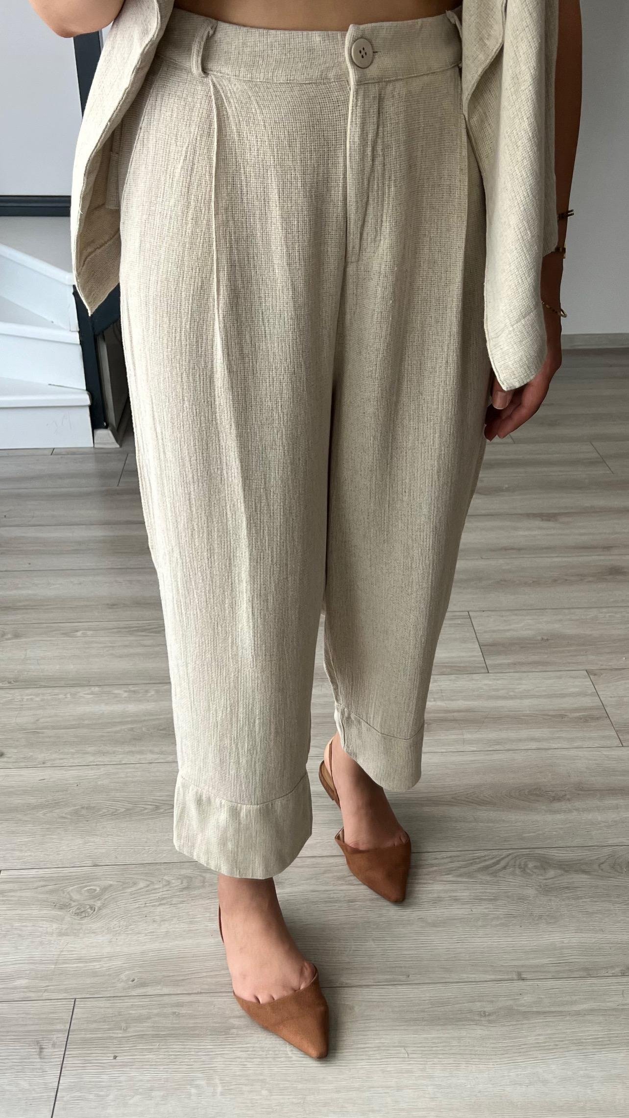 Naturel Organik Keten Yelek Pantolon Takım