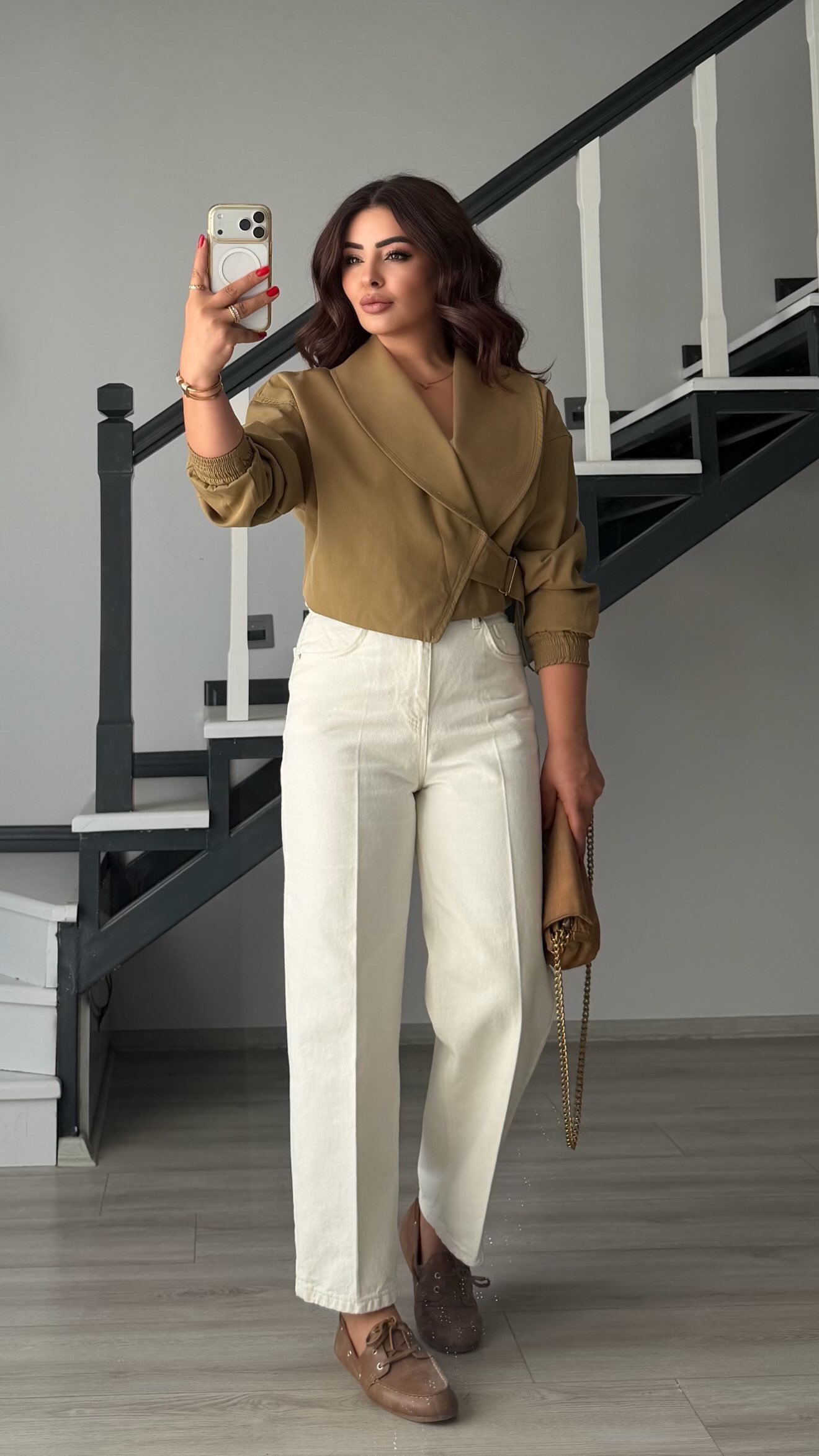 Olive Elastic Waist Belted Bomber Trench Coat