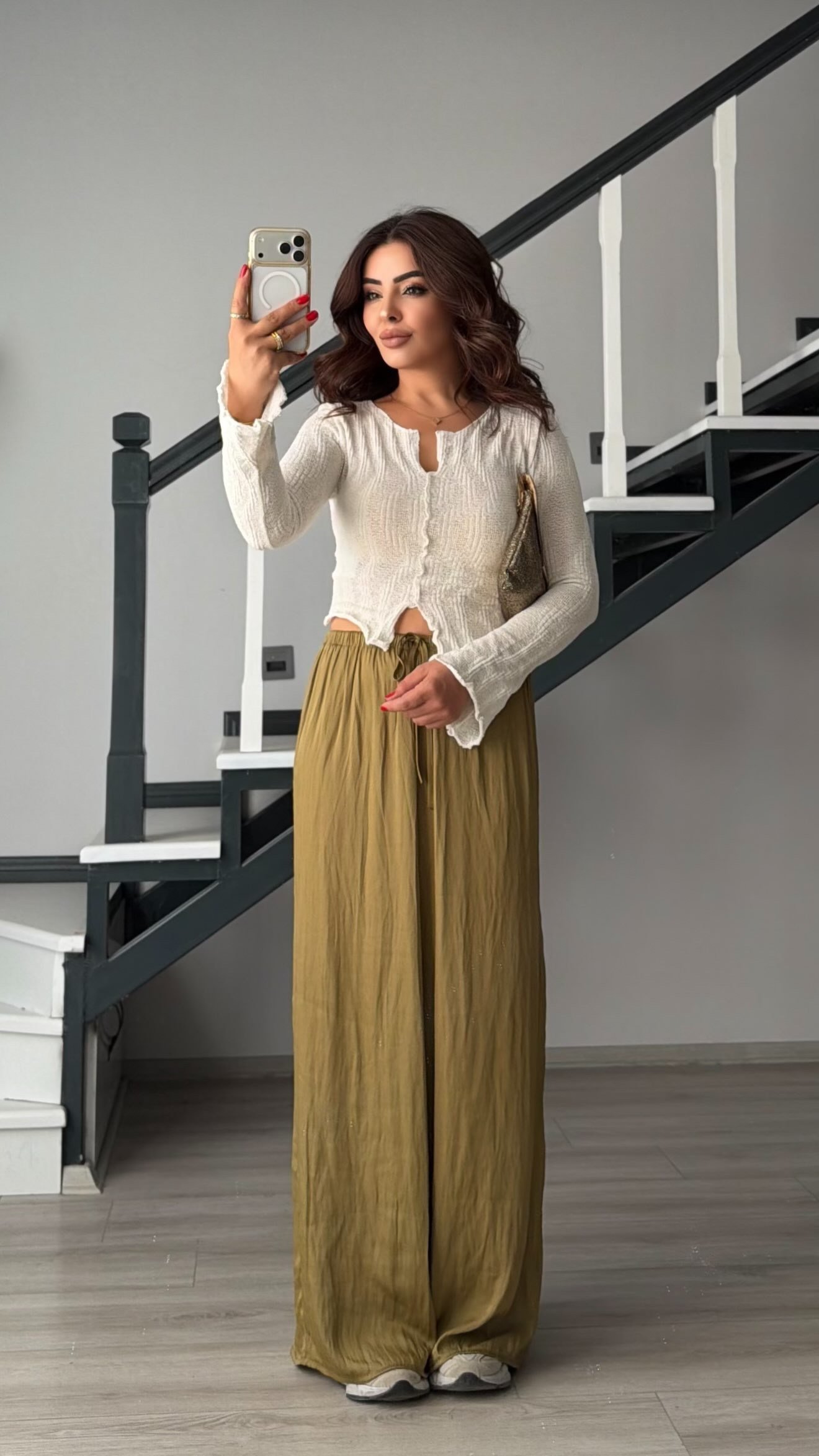 Olive Draped Satin Pants