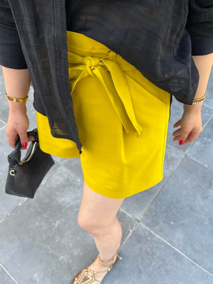 Olive Kemerli Şort