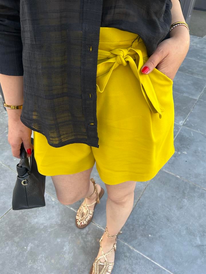 Olive Kemerli Şort