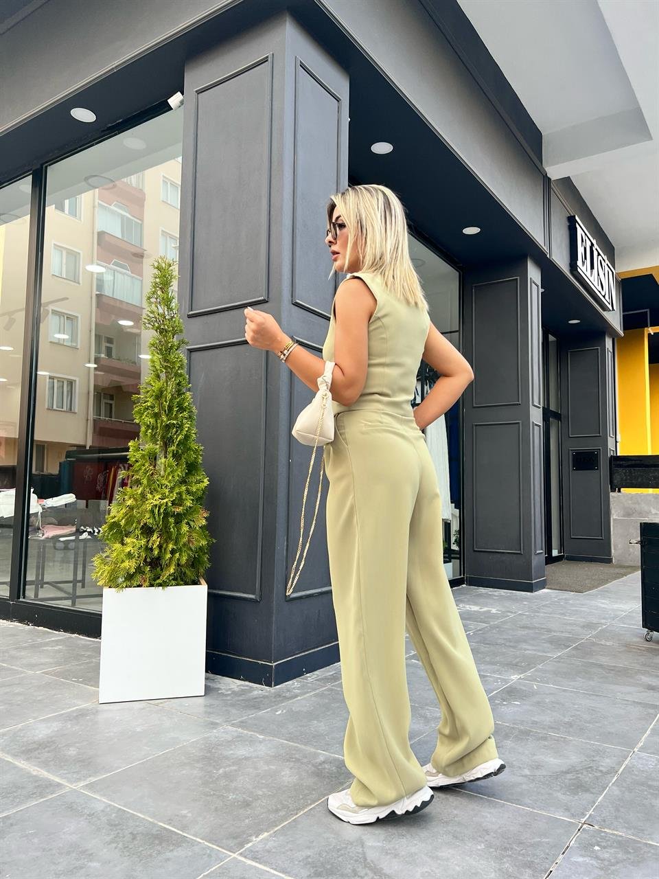 Olive Palazzo Pantolon 