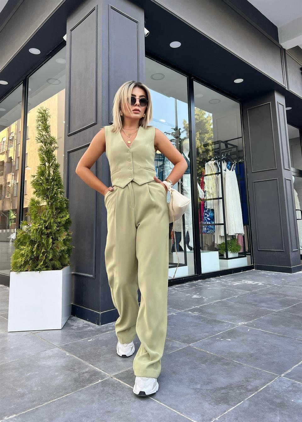 Olive Palazzo Pantolon 
