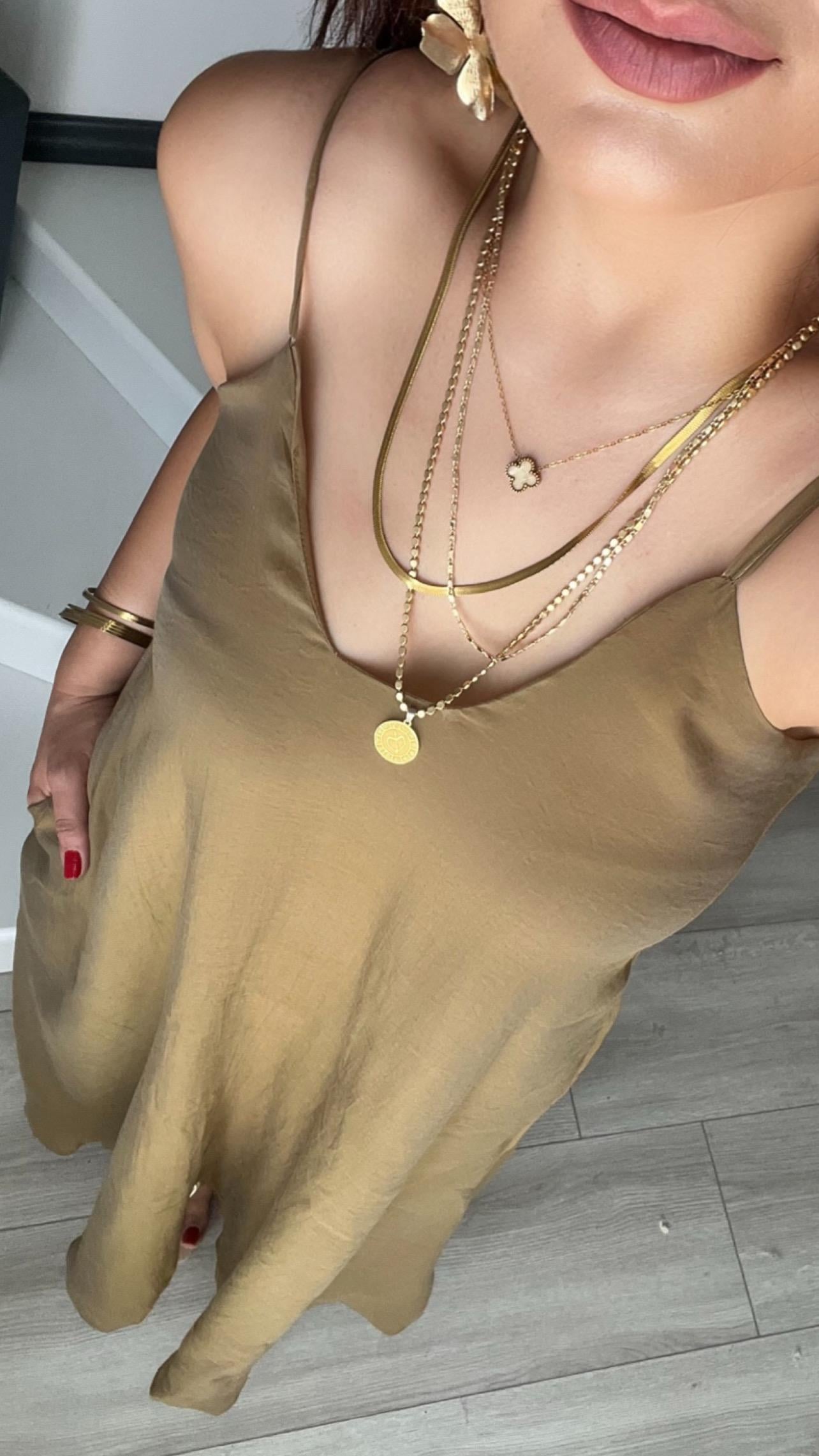 Olive Tnsel Ayatalanabilir Askılı Cepli Elbise