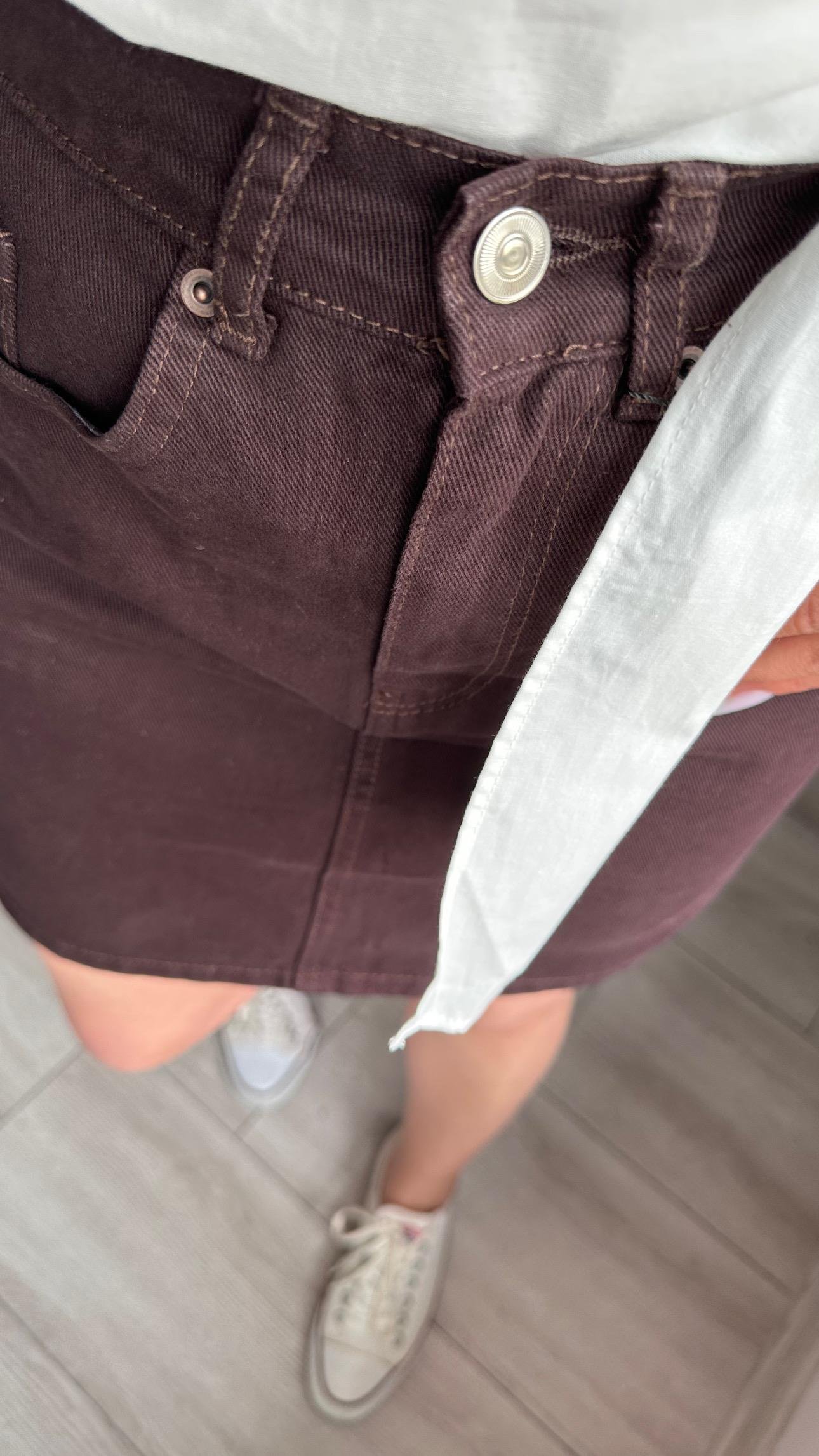 Orijinal Marka Acı Kahve Denim Etek