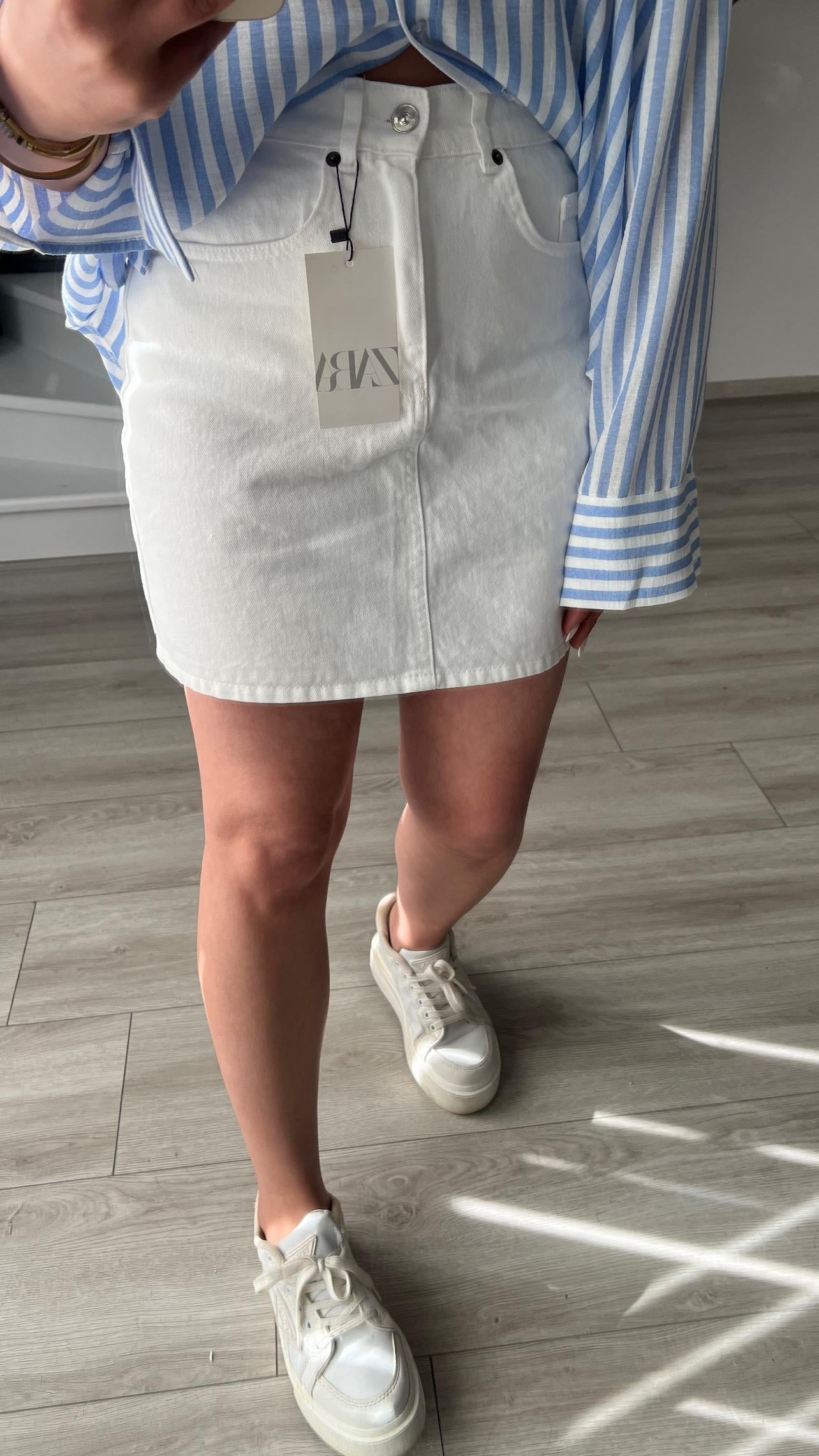 Orijinal Marka Beyaz Denim Etek 