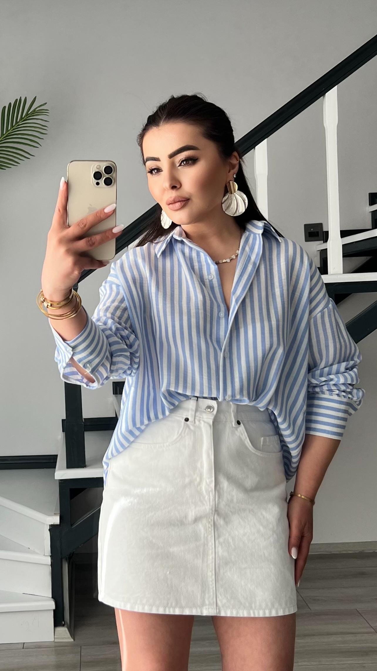 Orijinal Marka Beyaz Denim Etek 