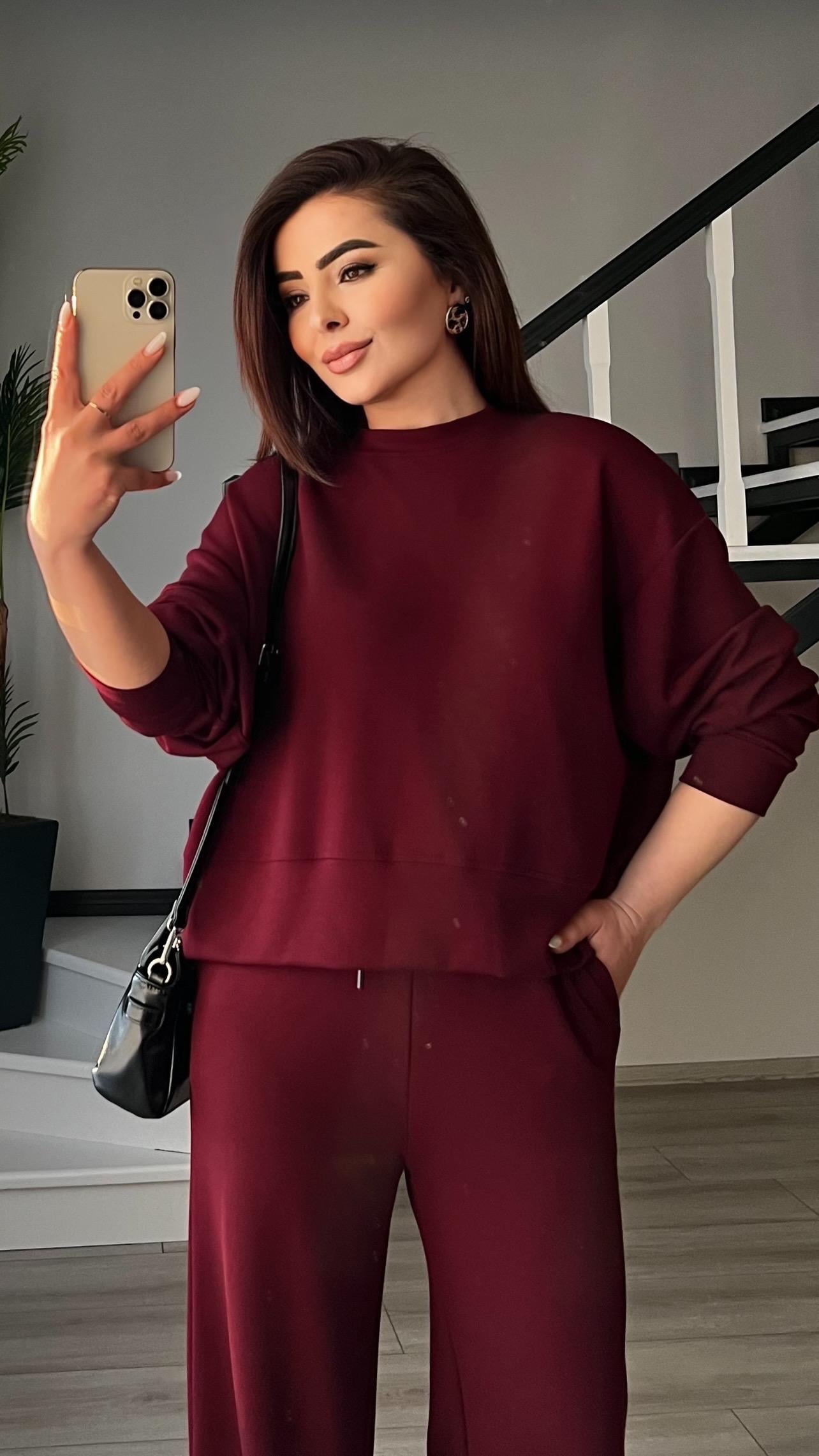 Orijinal Marka Bordo Sweat - Pantolon Takım