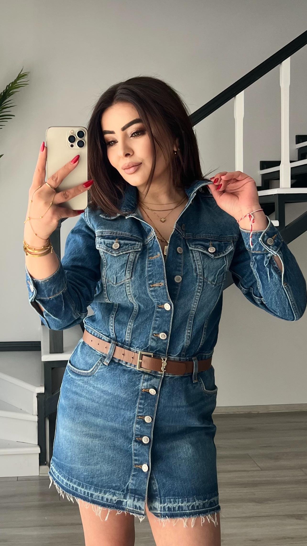Orjinal Marka Mini Denim Elbise