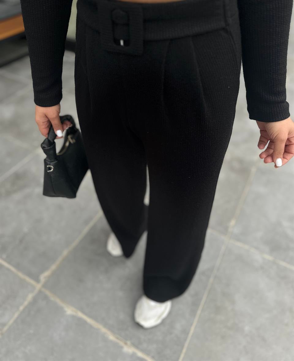Örme Triko Crop Pantolon Takım
