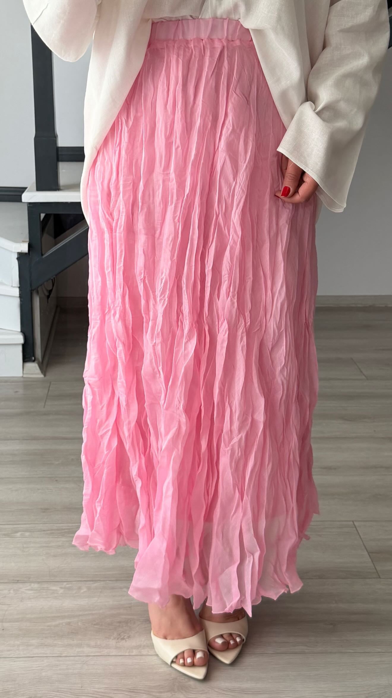 Pink Lined Crinkle Skirt