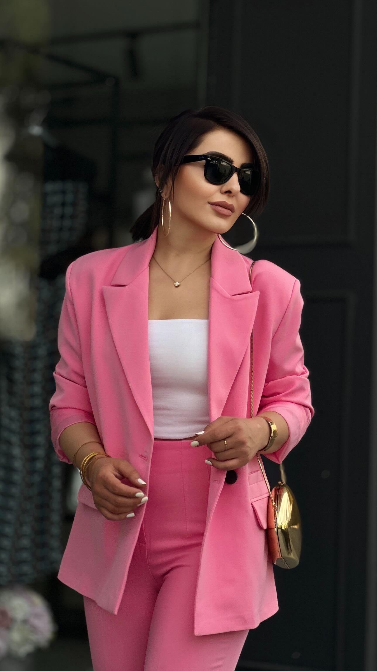 Pembe Regular Tek Düğme Blazer Ceket 