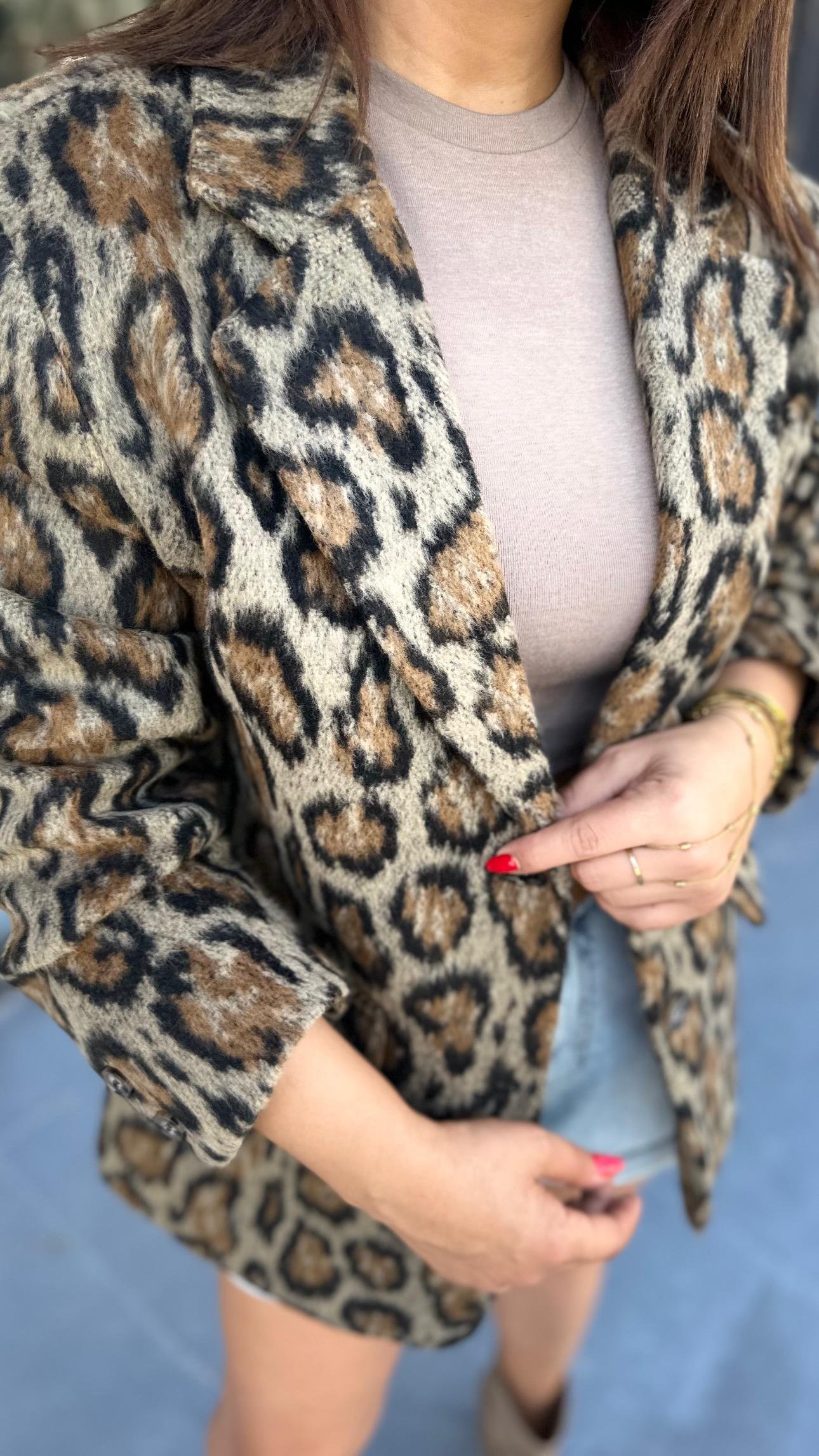 Premium Leopar Kaşe Ceket 