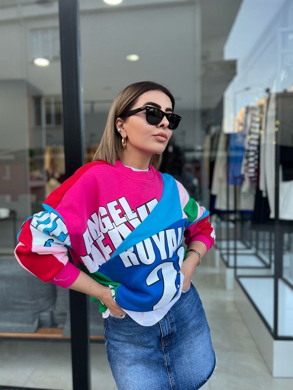 Renkli Parçalı Sweat