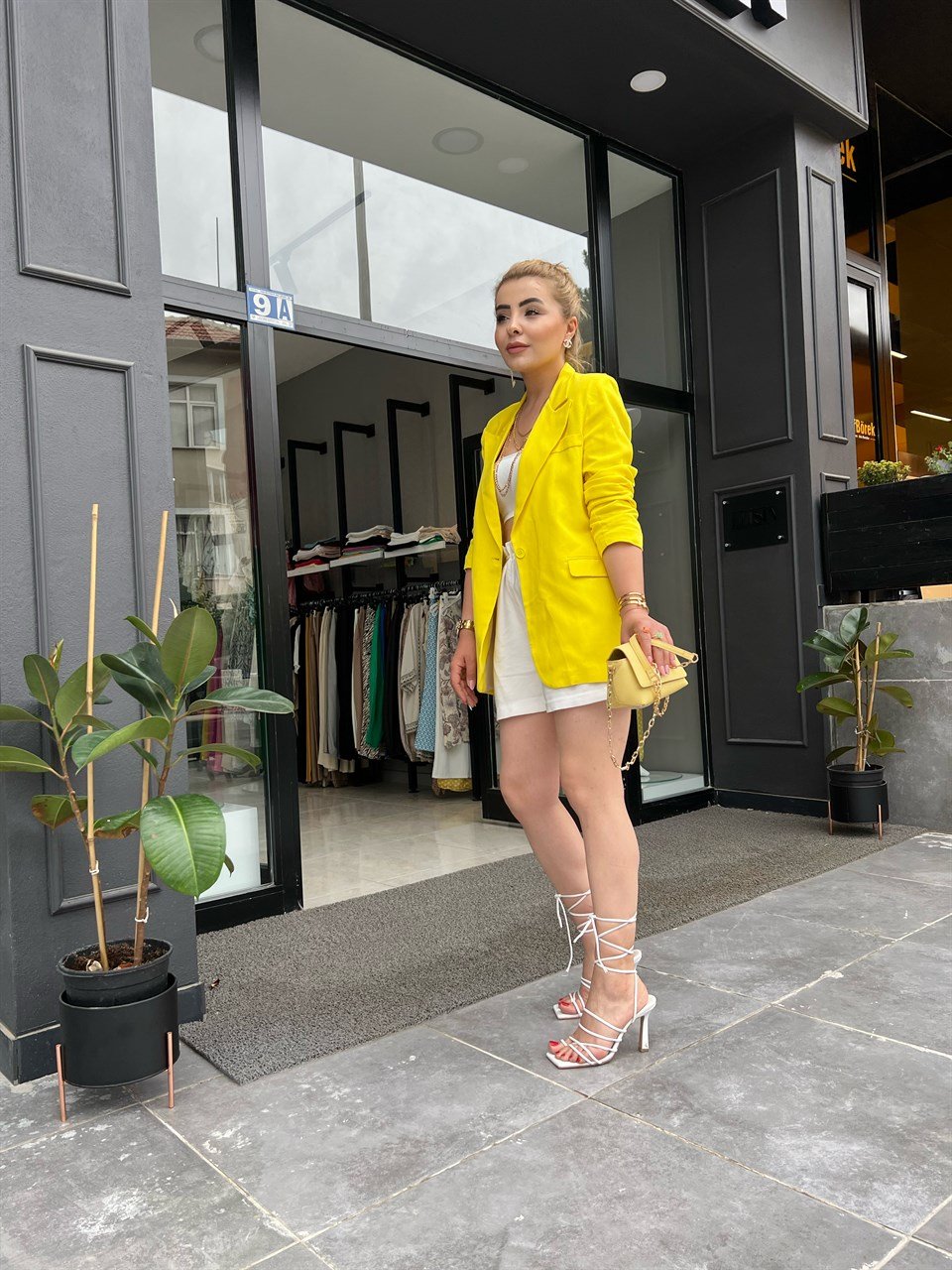 Sarı Keten Blazer Ceket