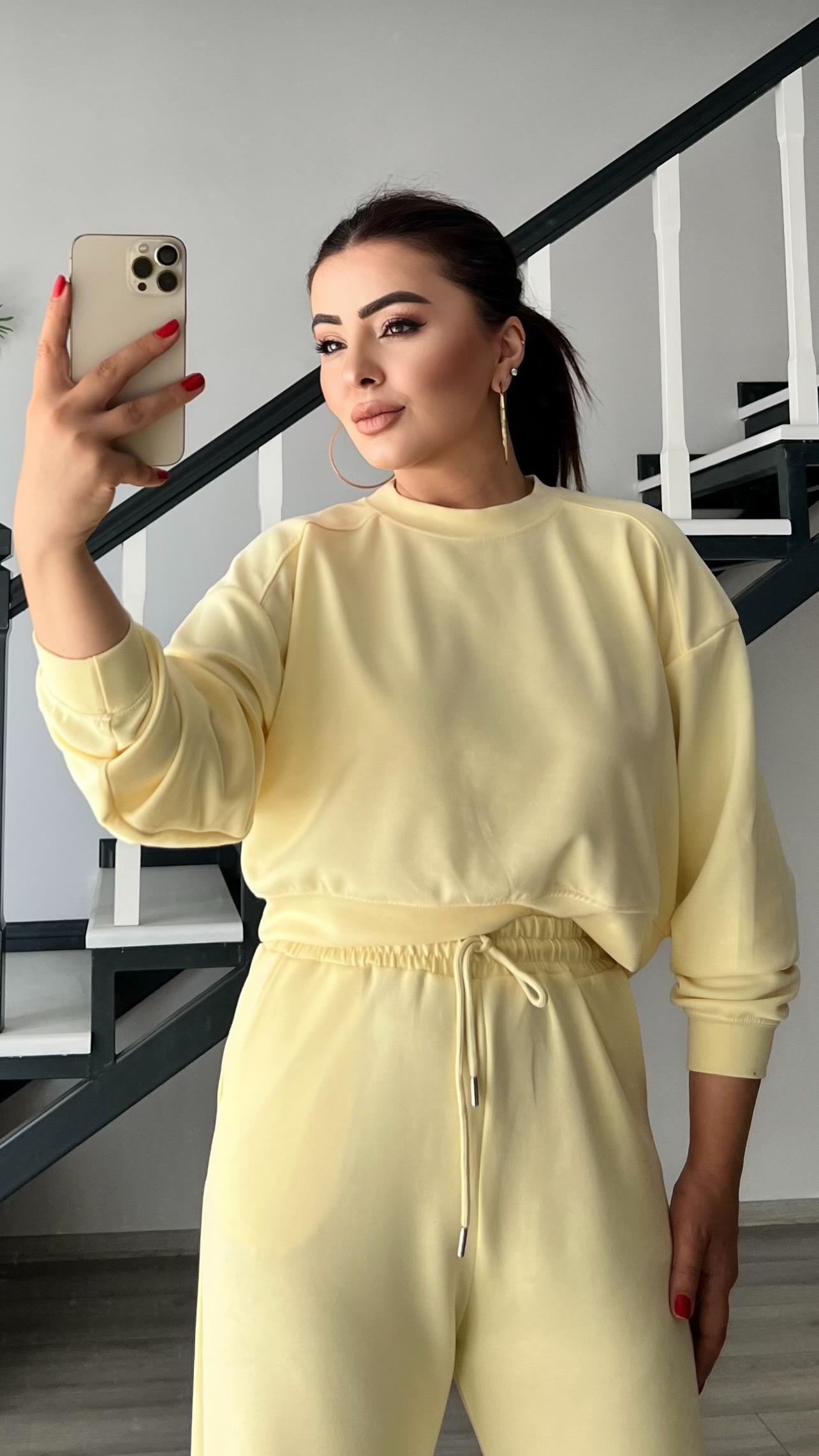 Sarı Modal Sweat-Pantolon Takım