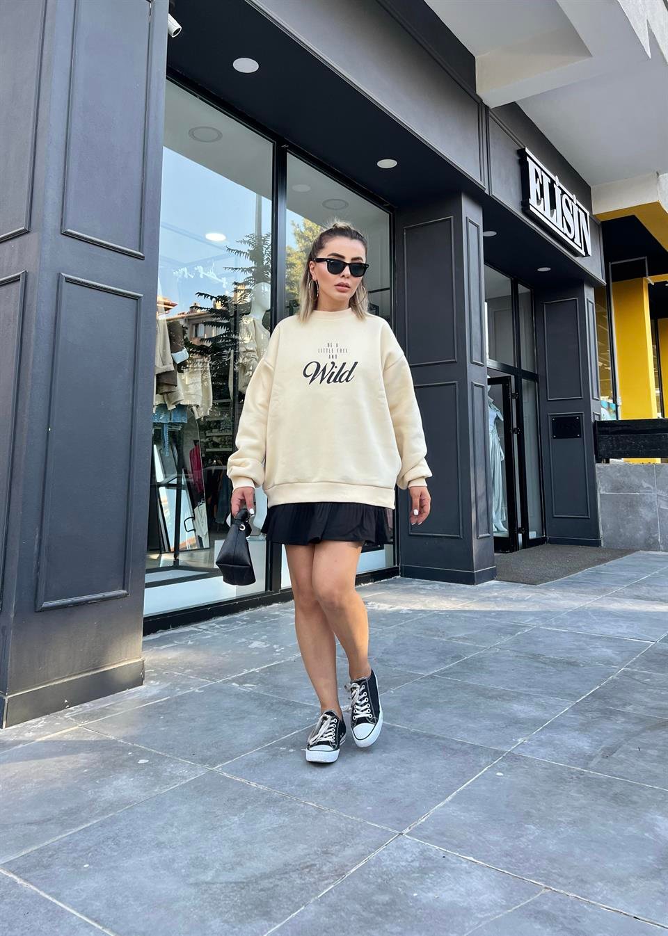 Sırt Leopar Baskılı Sweatshirt 