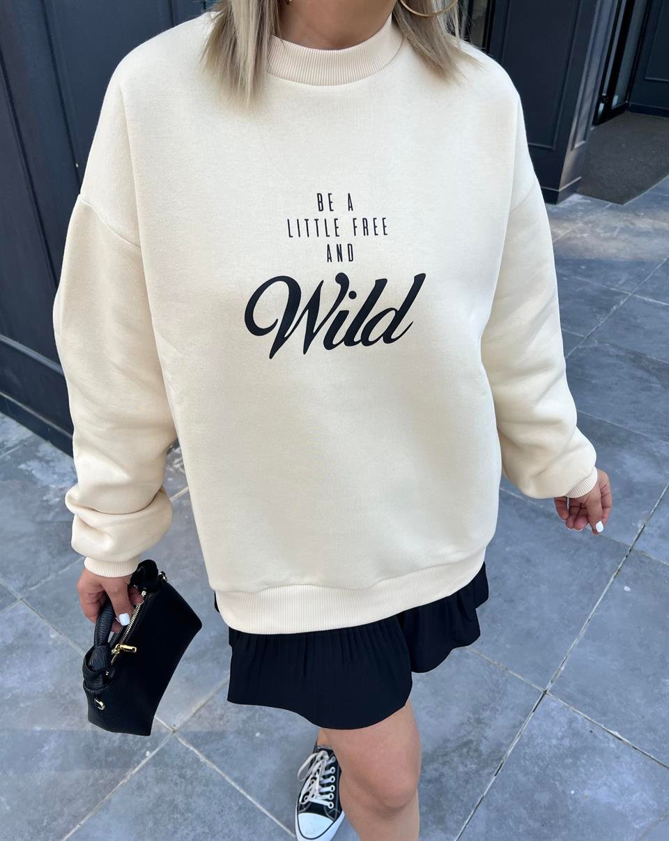 Sırt Leopar Baskılı Sweatshirt 