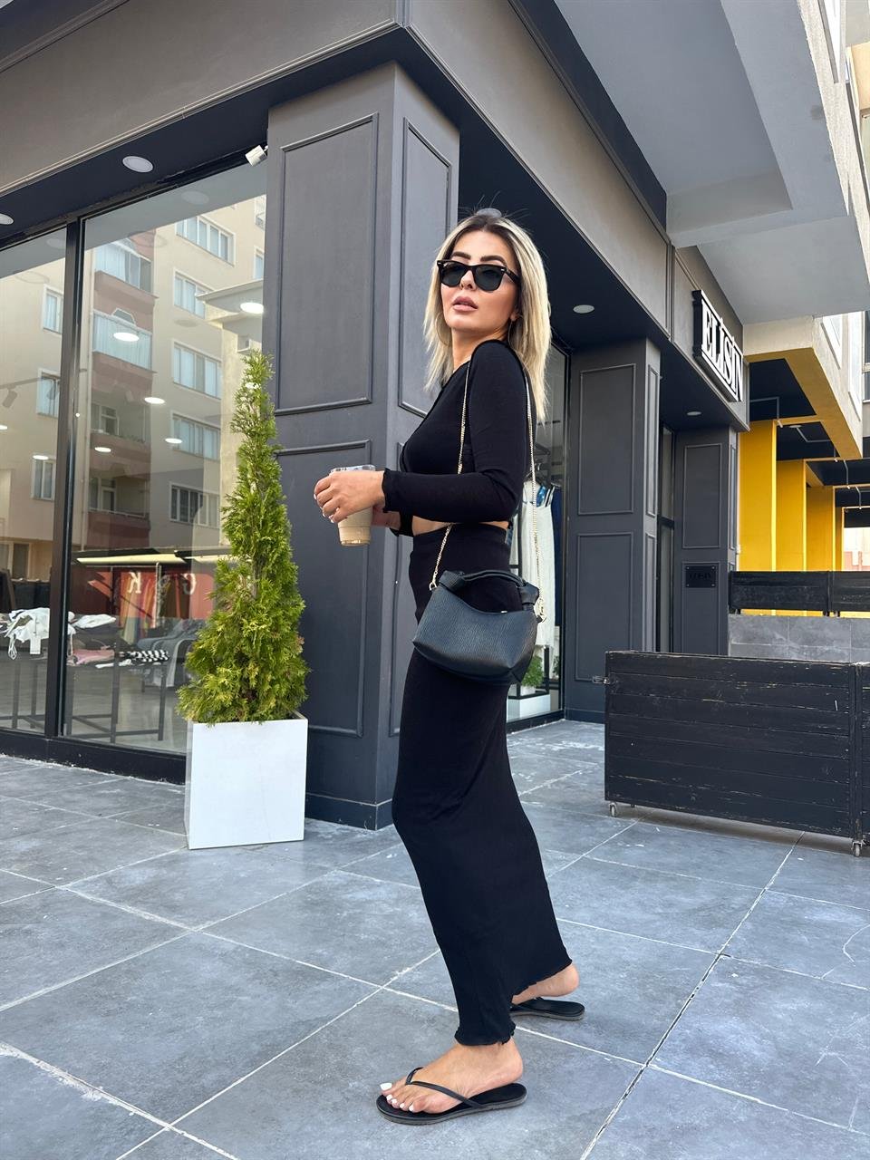 Siyah Astarlı Maxi Etek 
