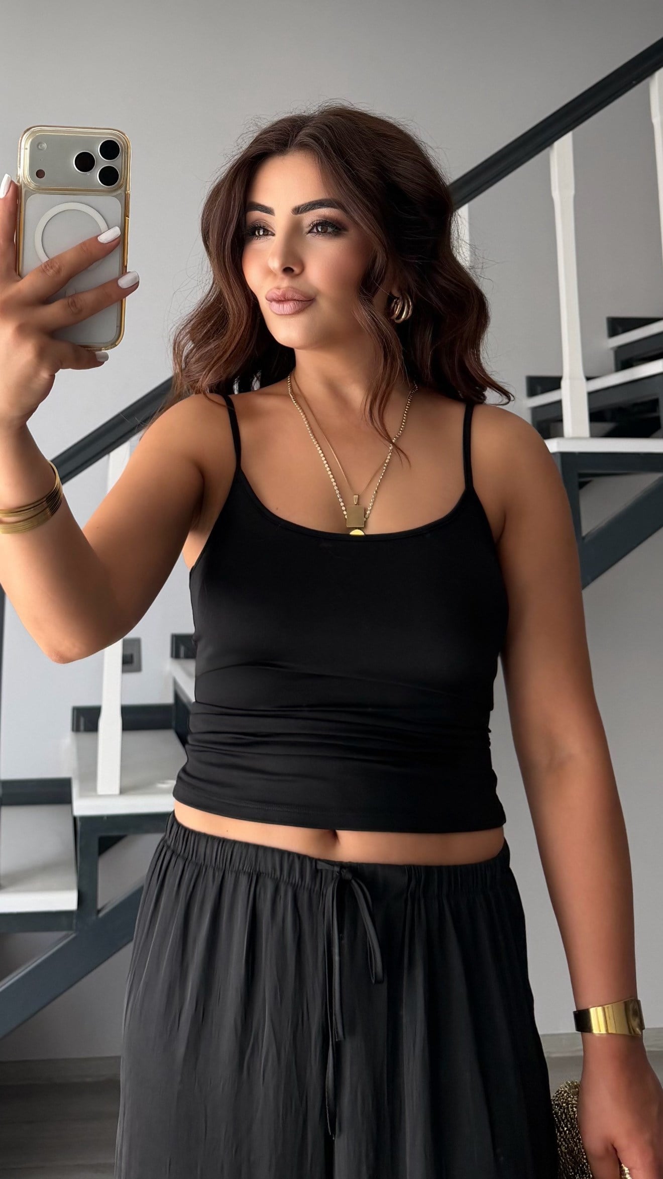 Black Thin Strap Polyamide Camisole