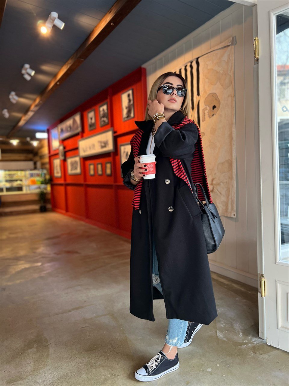 Siyah Oversize Kaban