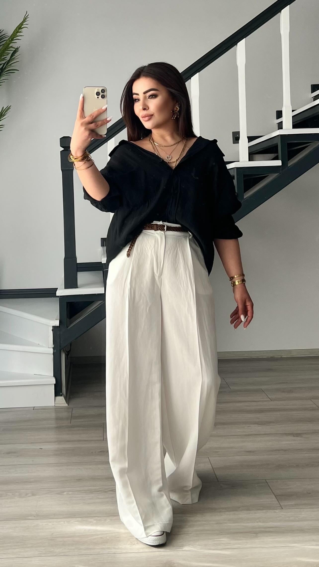 Siyah Oversize Tensel Gömlek