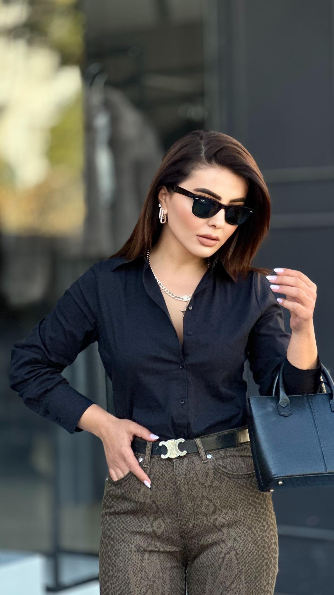 Siyah Slim Fit Pamuklu Gömlek