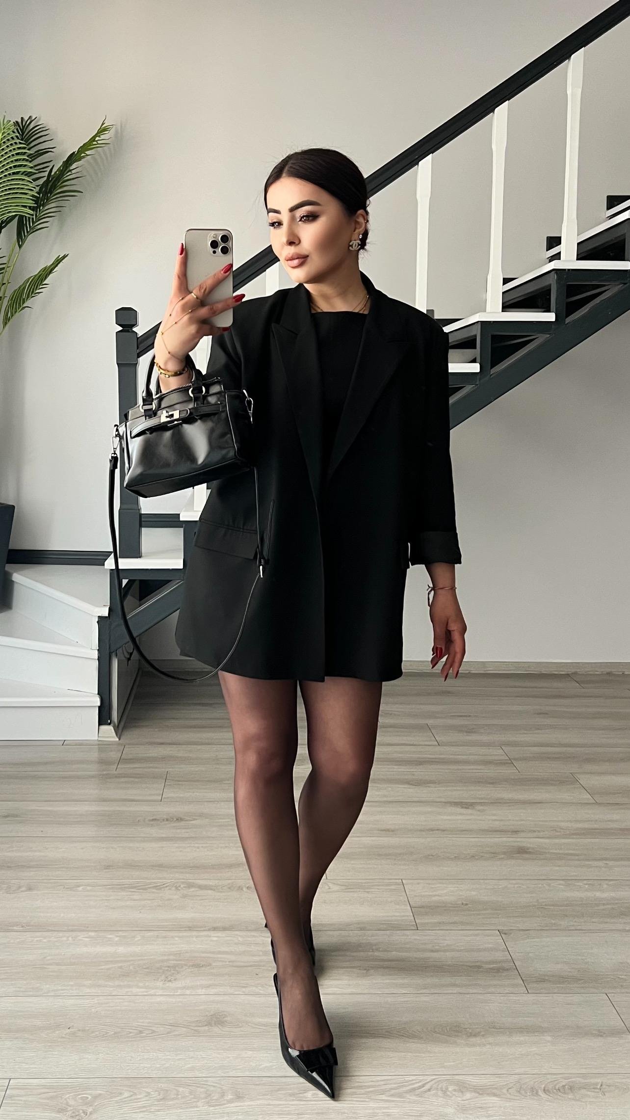 Siyah Tek Düğme Oversize Blazer Ceket 