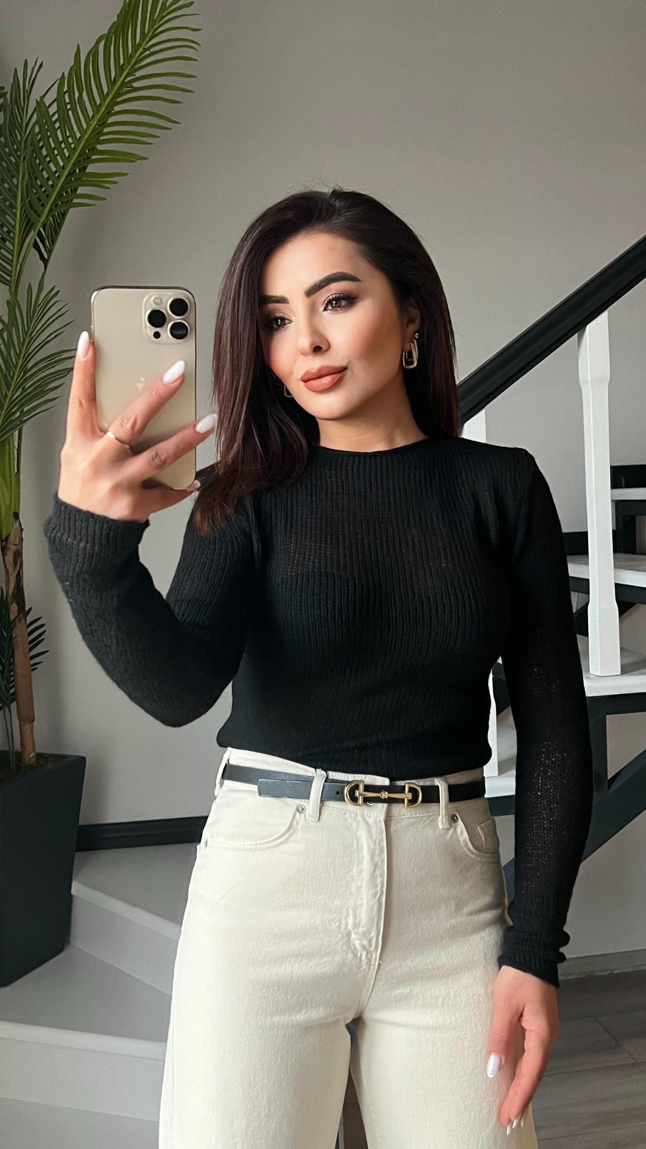 Siyah Transparan İnce Triko