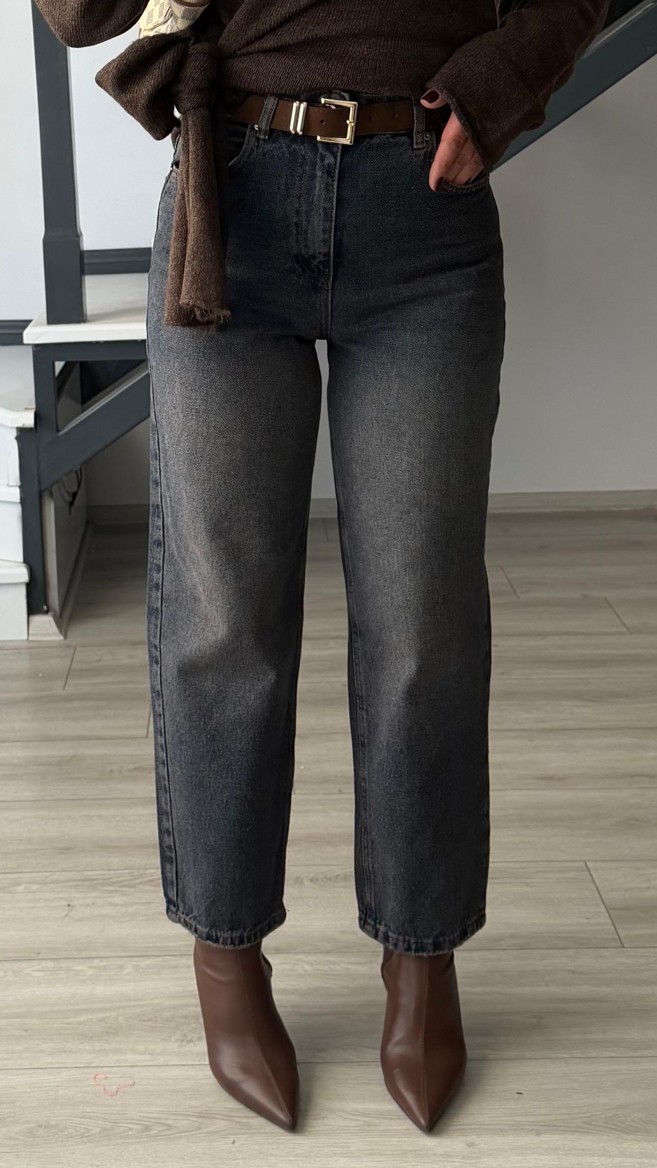 Süet Kemerli Antik Yıkama Skater Jean