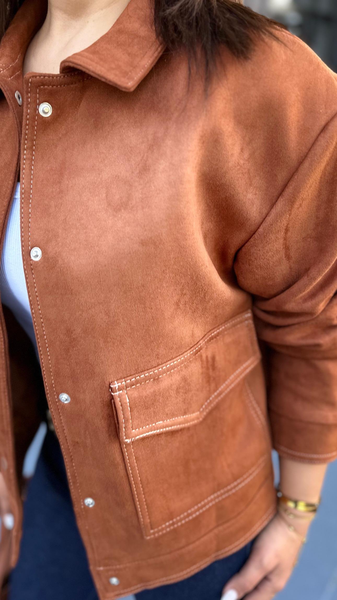 Taba Çıtçıtlı Torba Cepli Süet Ceket 