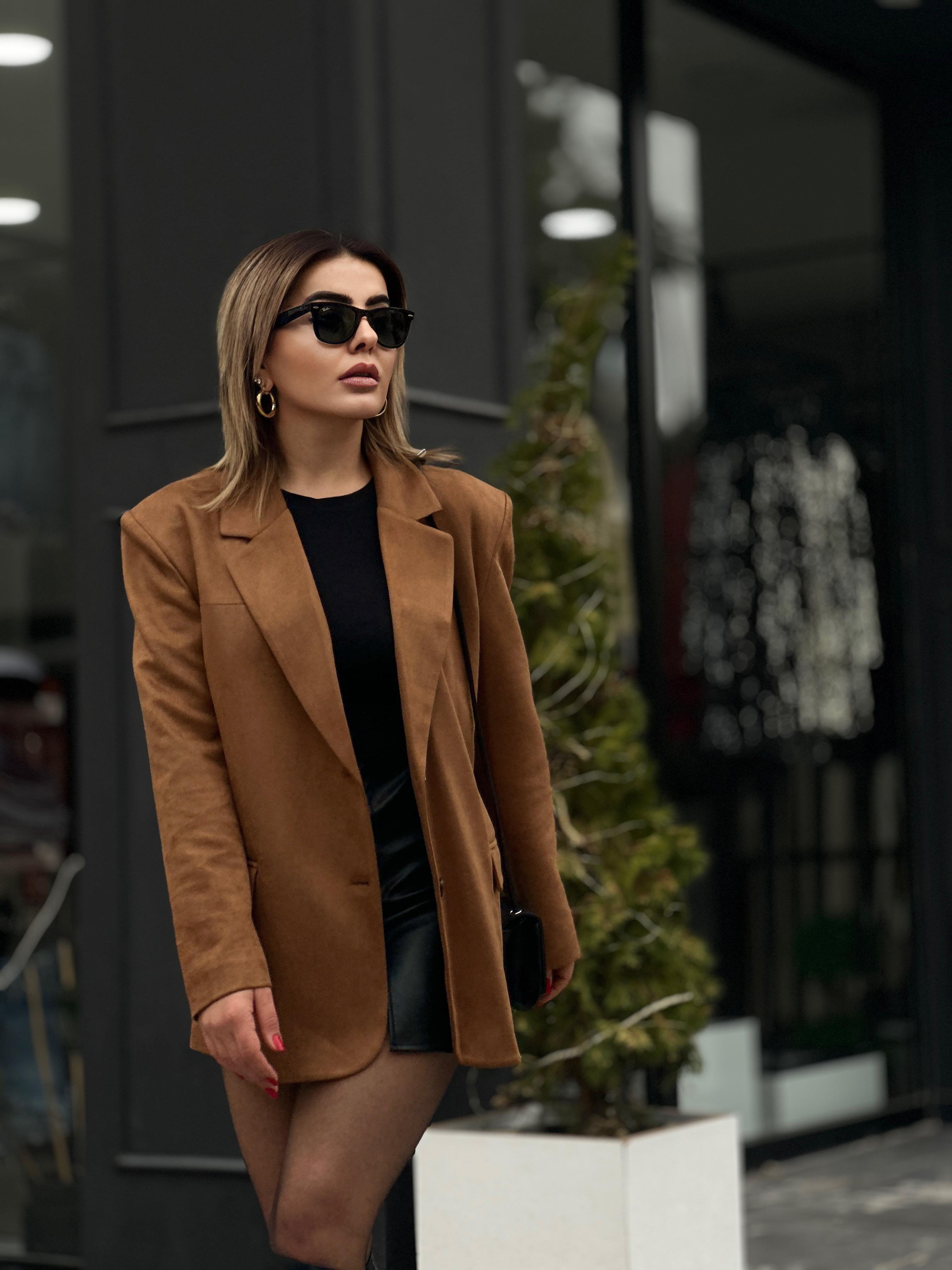 Taba Süet Blazer Ceket 