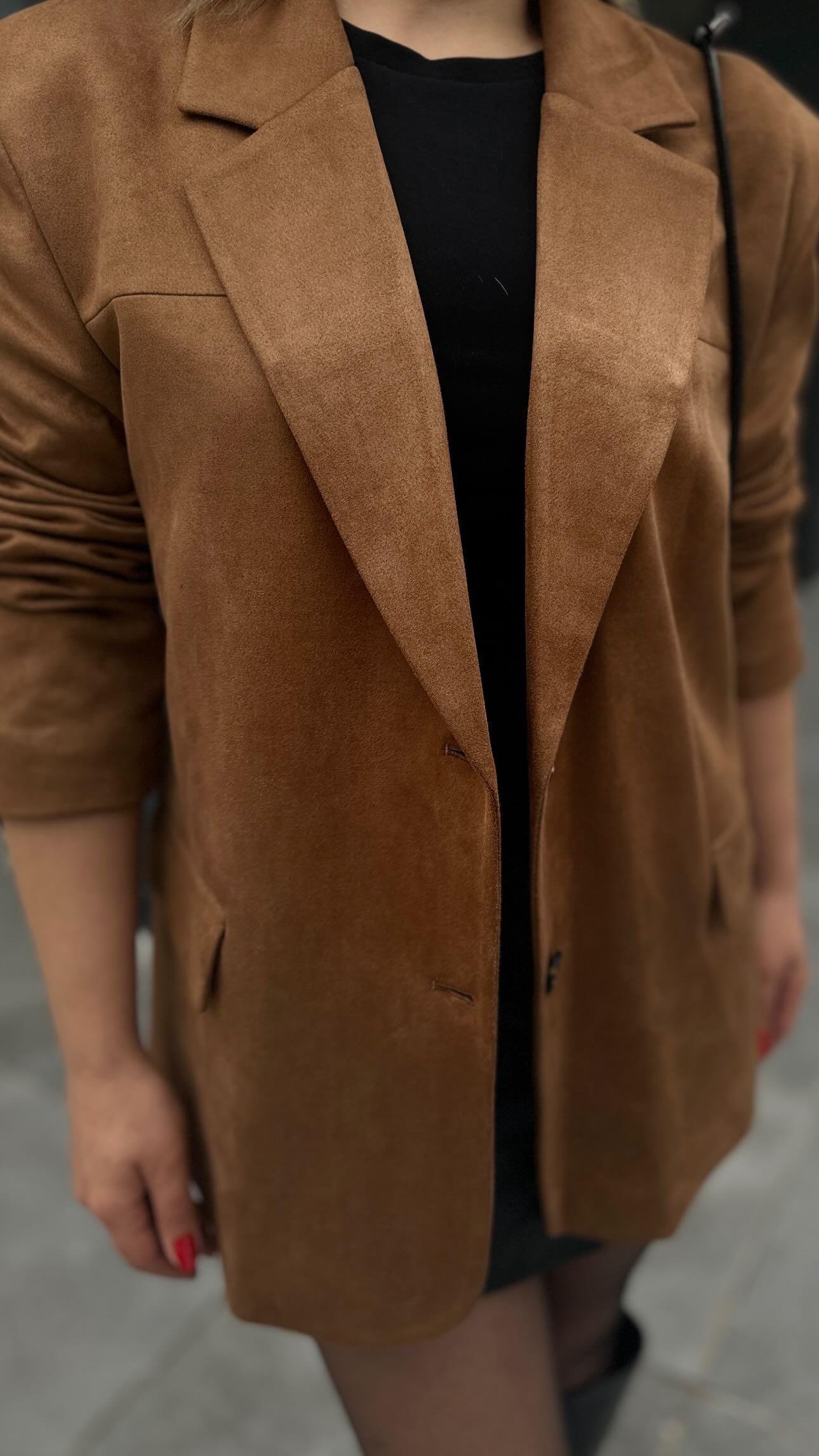 Taba Süet Blazer Ceket 