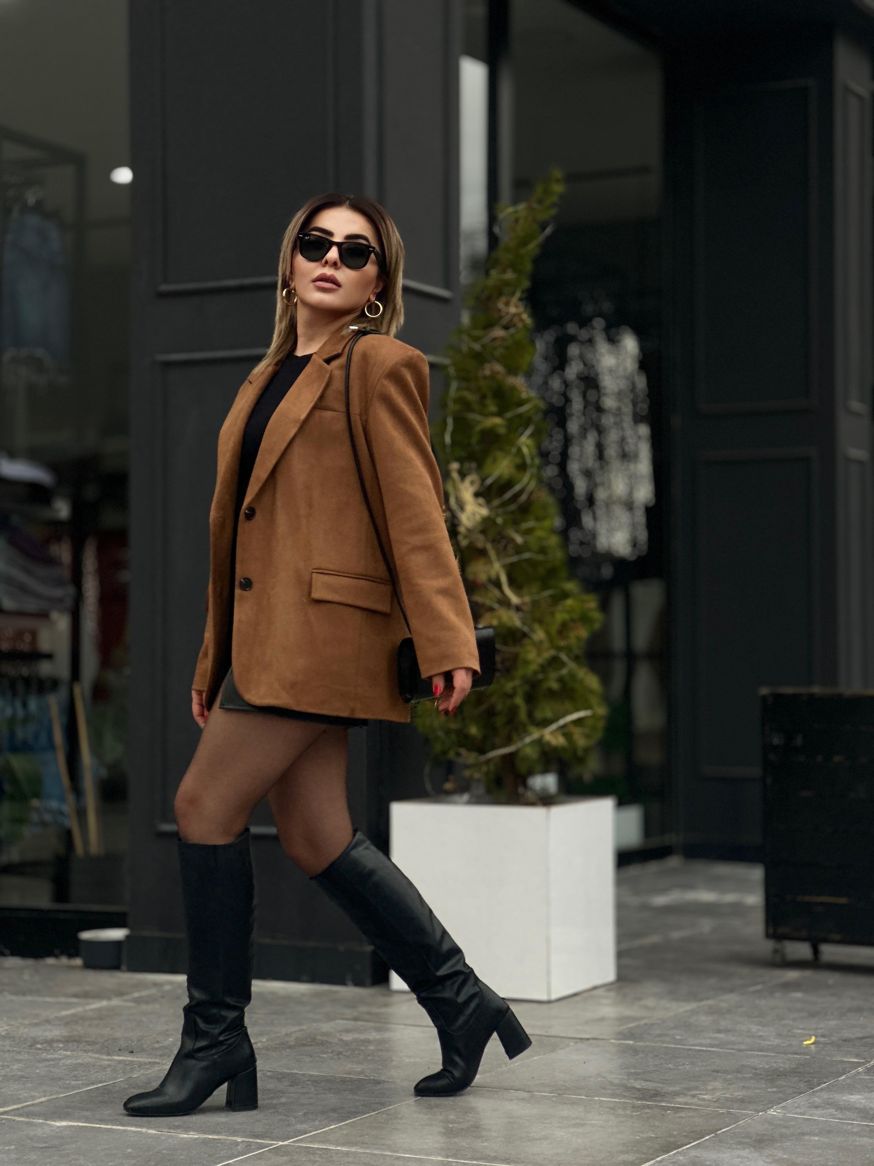 Taba Süet Blazer Ceket 