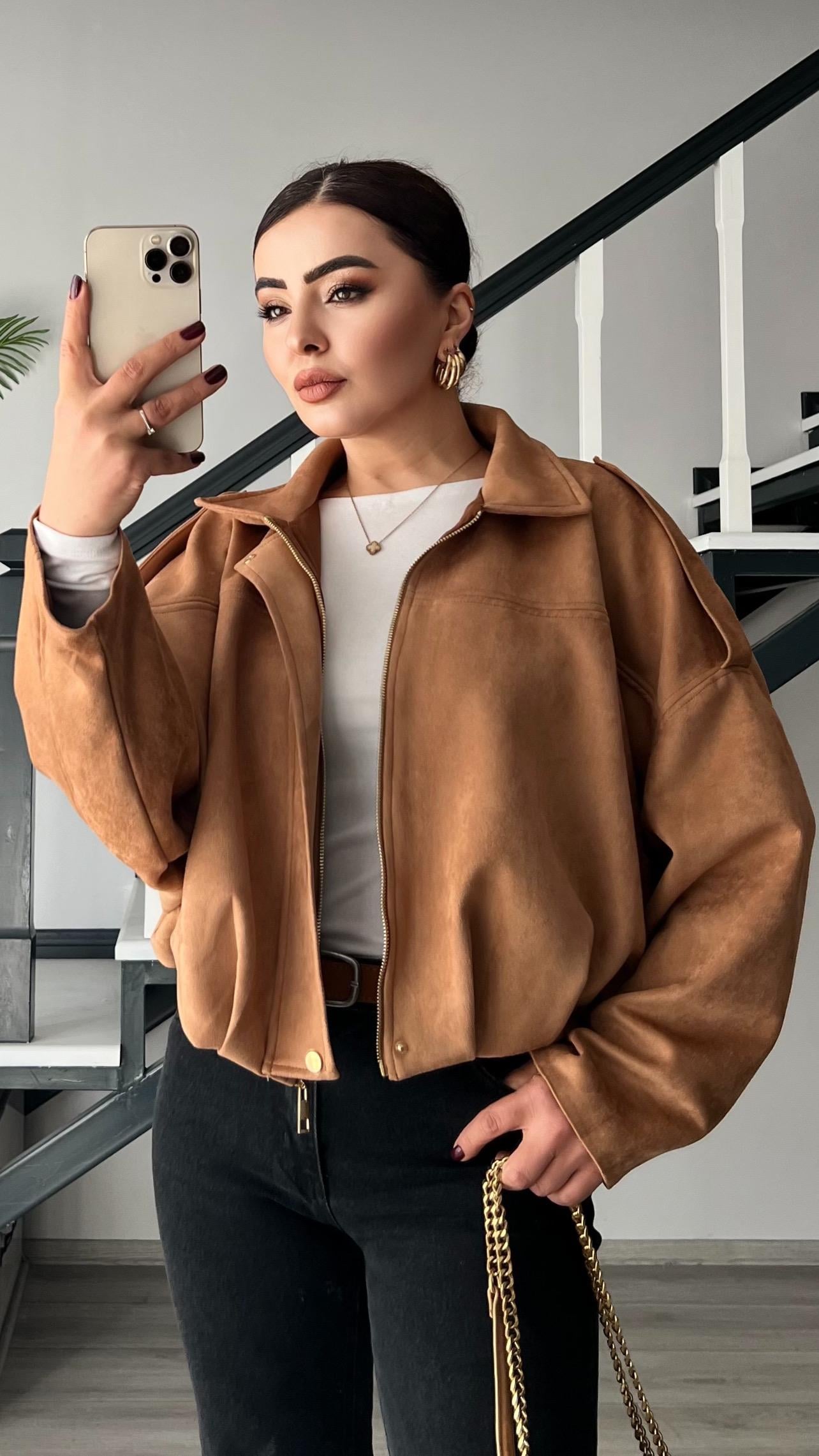 Taba Süet Bomber Ceket
