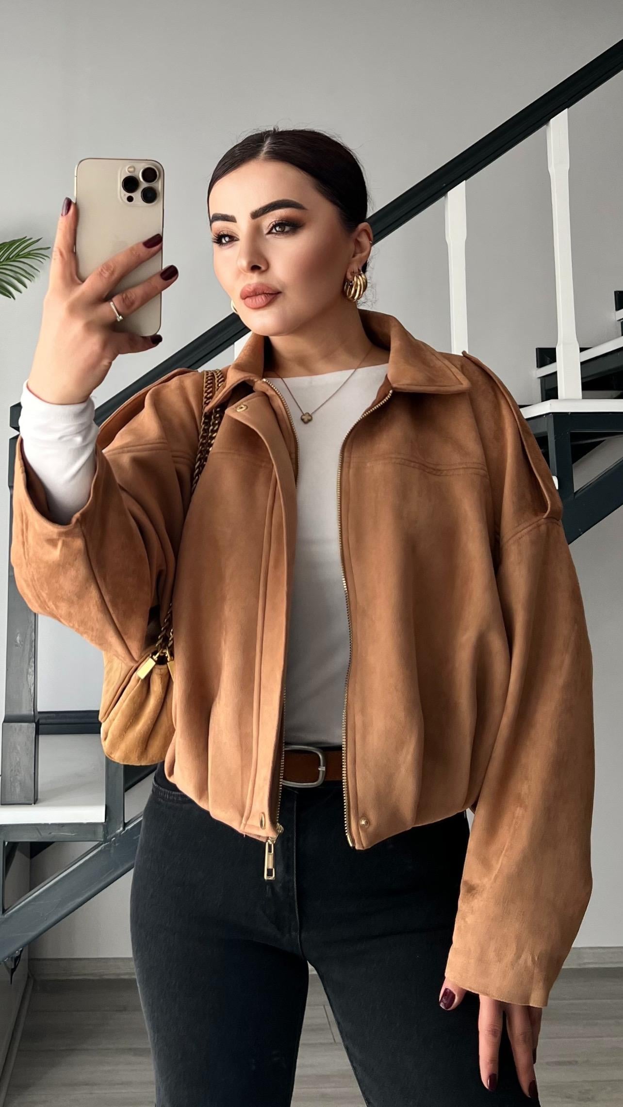Taba Süet Bomber Ceket