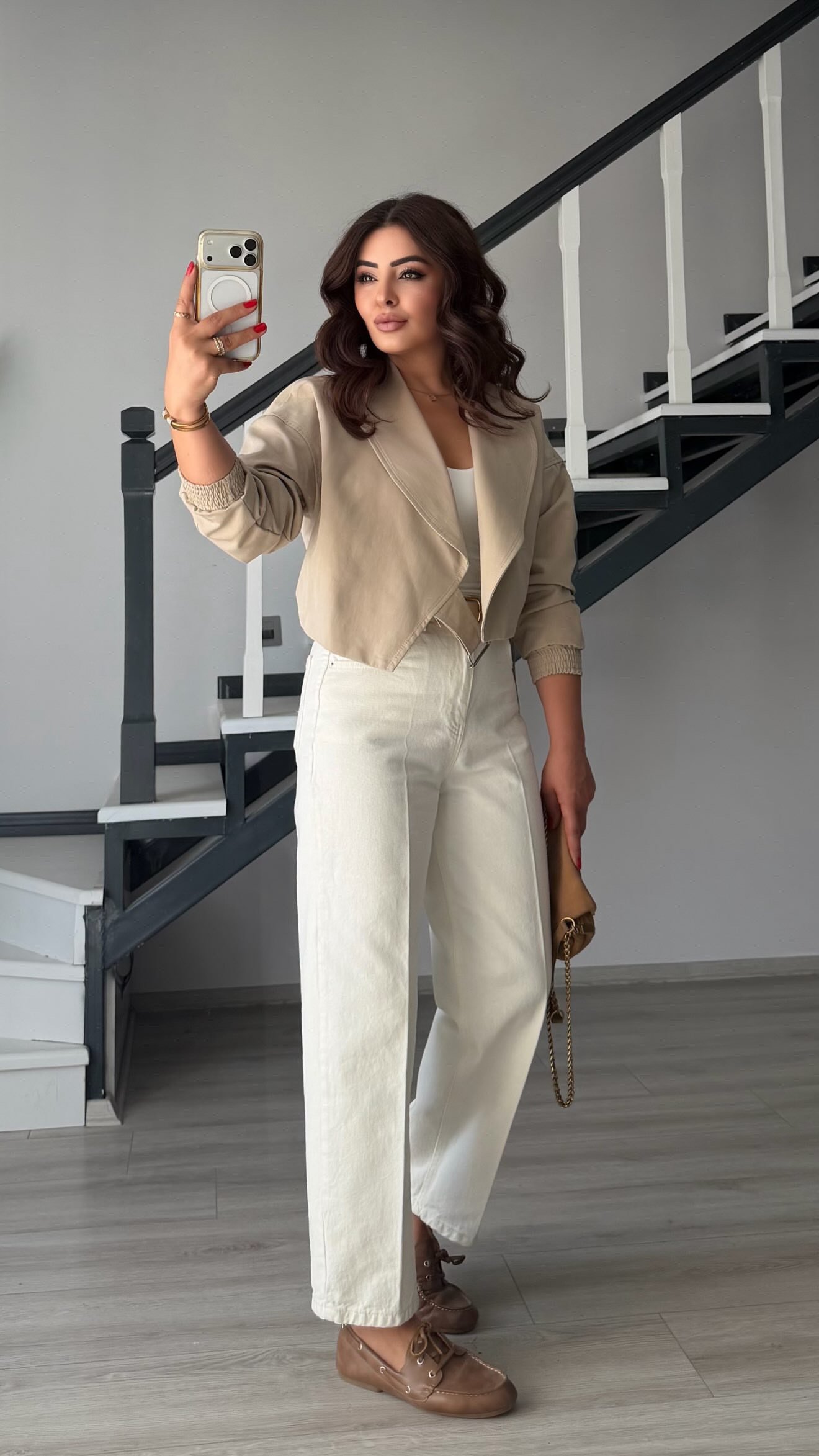 Stone Elastic Waist Belted Bomber Trench Coat