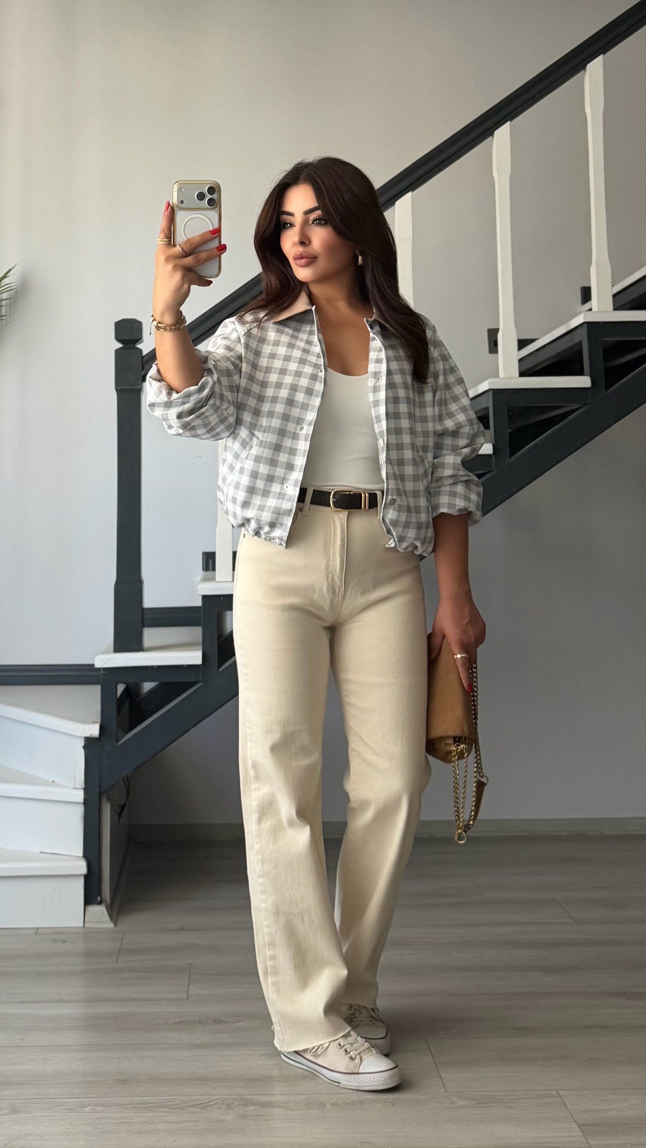 Taş Kemerli Likralı Straight Jean