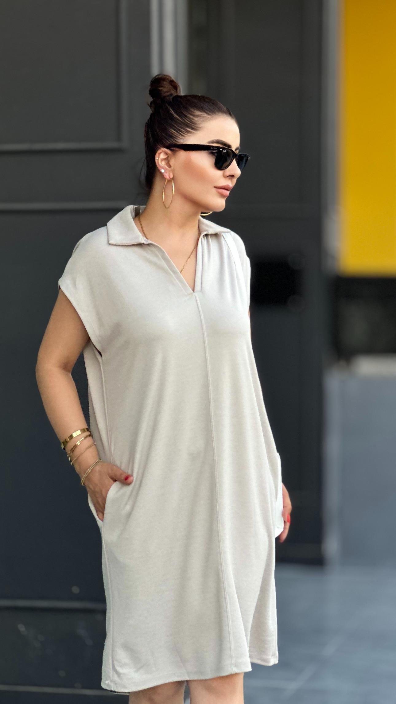 Taş Modal Kumaş Oversize Elbise