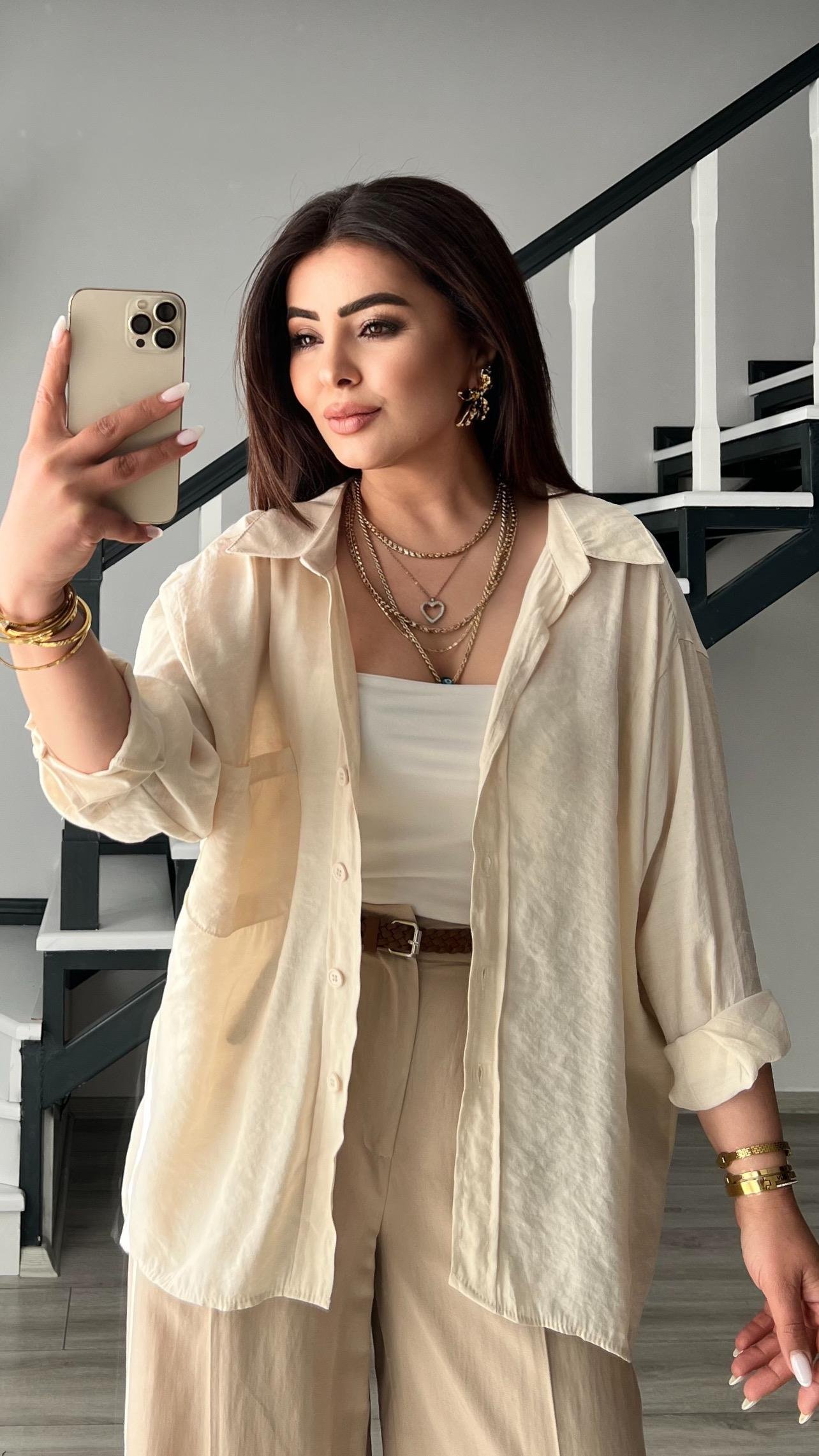 Taş Oversize Tensel Gömlek